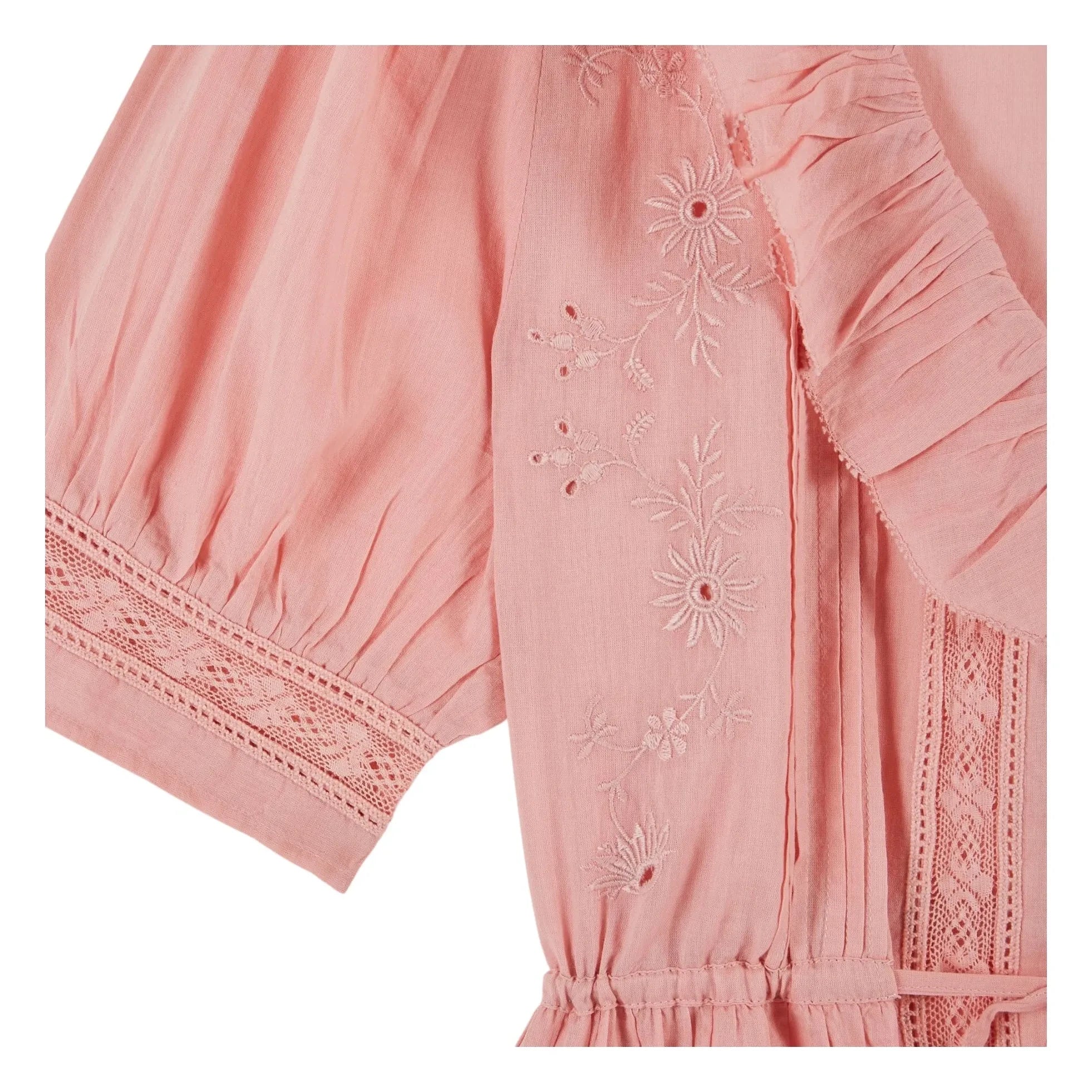 Emile et Ida - Embroidered Cotton Ruffled Blouse | Pink