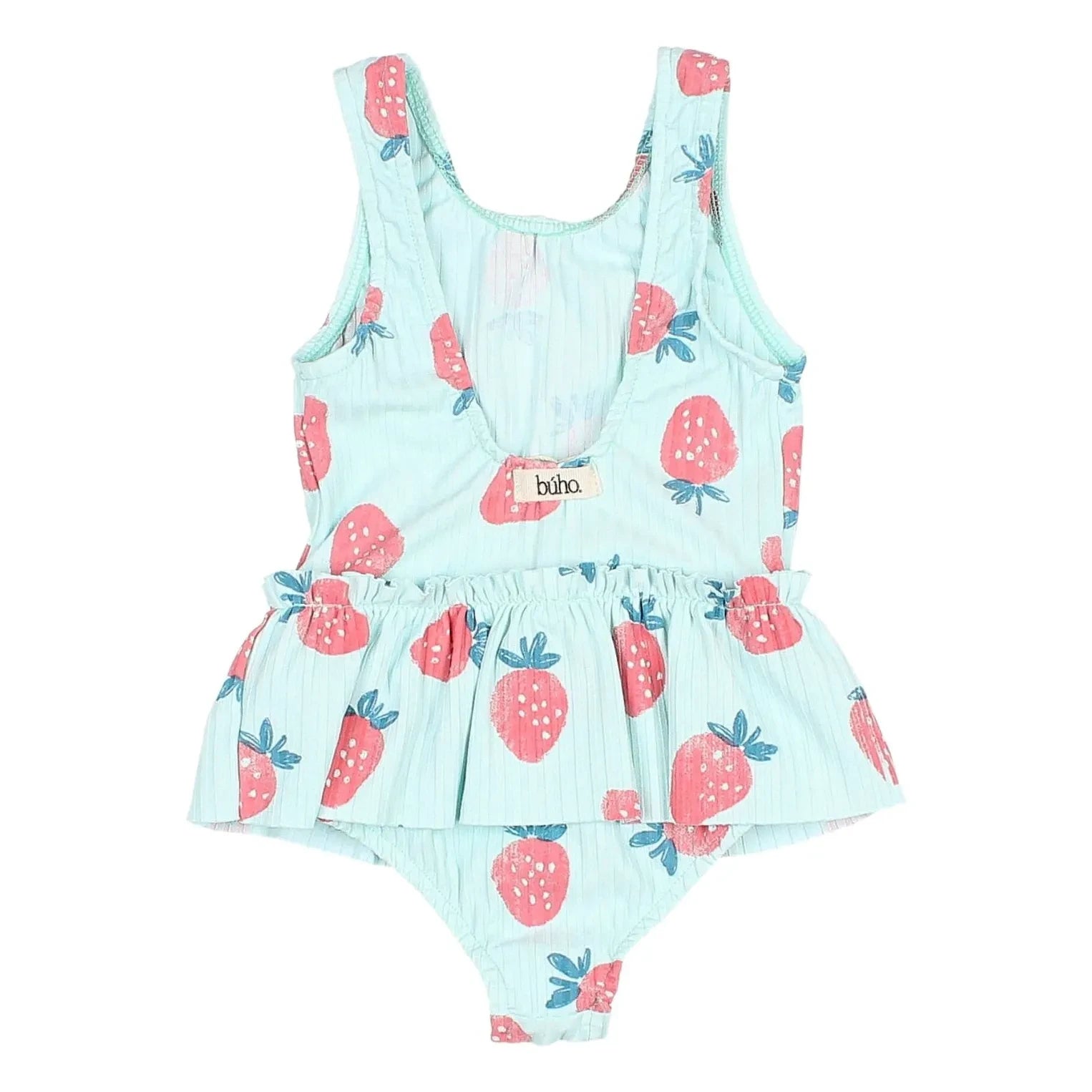 Búho - Baby-Badeanzug mit Kordelzug und Erdbeermuster | Aqua