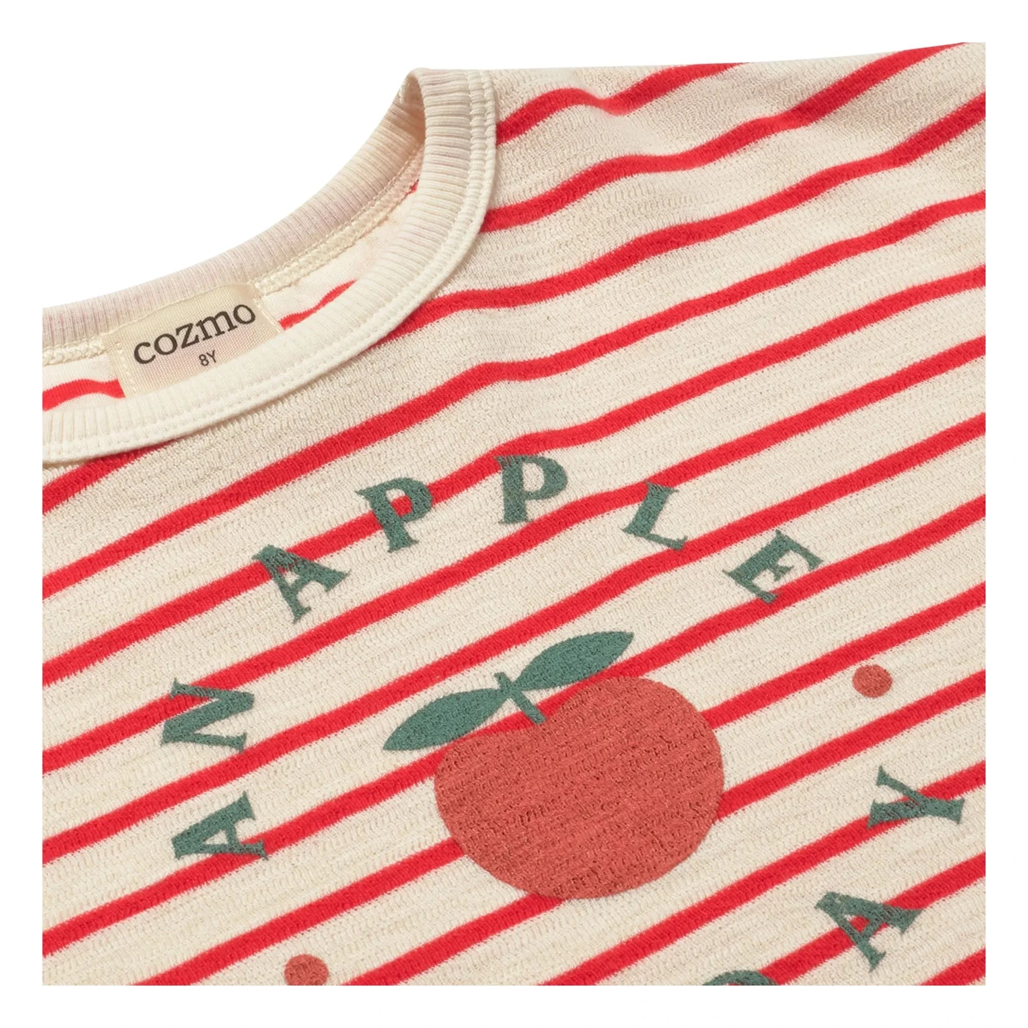 Cozmo - Selva Çizgili Organik Pamuklu T-shirt | Kırmızı