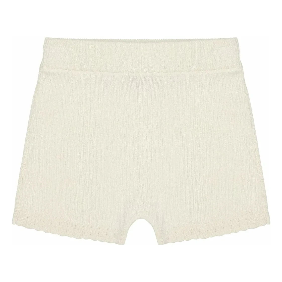 FUB - Kurze gestrickte Bio-Baumwollhose mit Spitze | Ecru