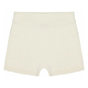 FUB - Kurze gestrickte Bio-Baumwollhose mit Spitze | Ecru