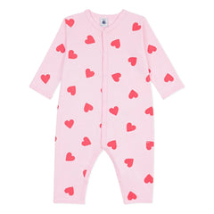 Petit Bateau - Kalp Desenli Ayaksız Pijama | Pembe