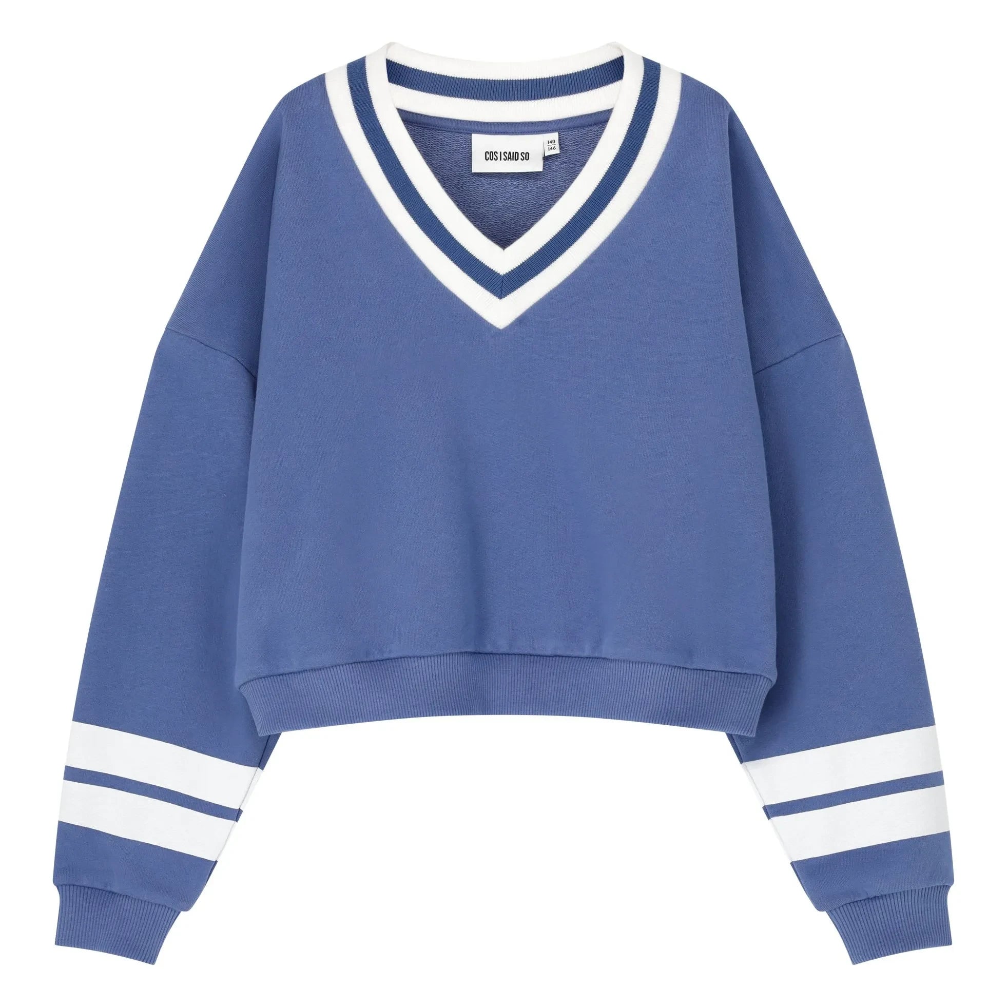 Cos I Said So - Organic Cotton V-Neck Striped Sweatshirt | Blue