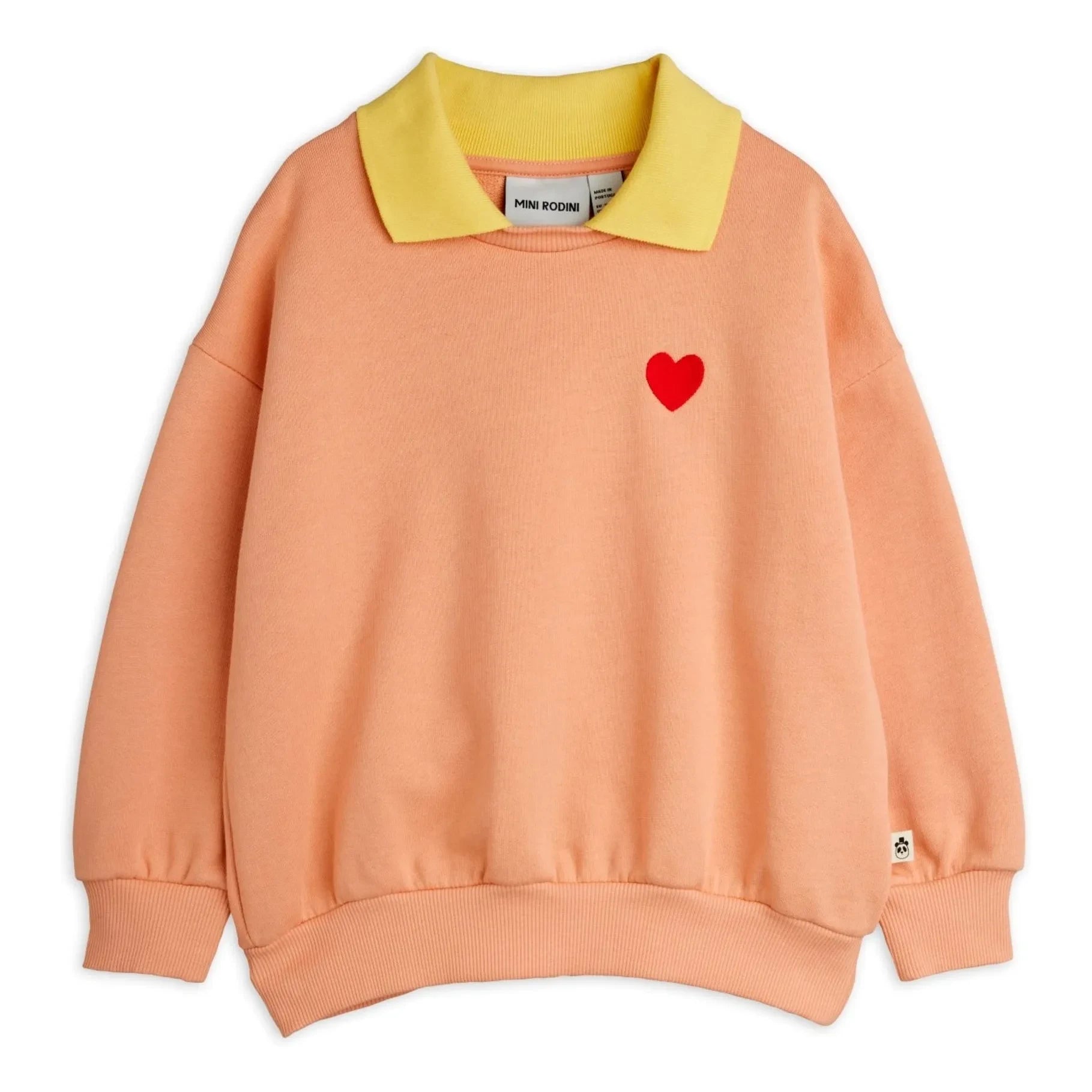 Mini Rodini - Organik pamuk kalp yaka sweatshirt | Açık Pembe