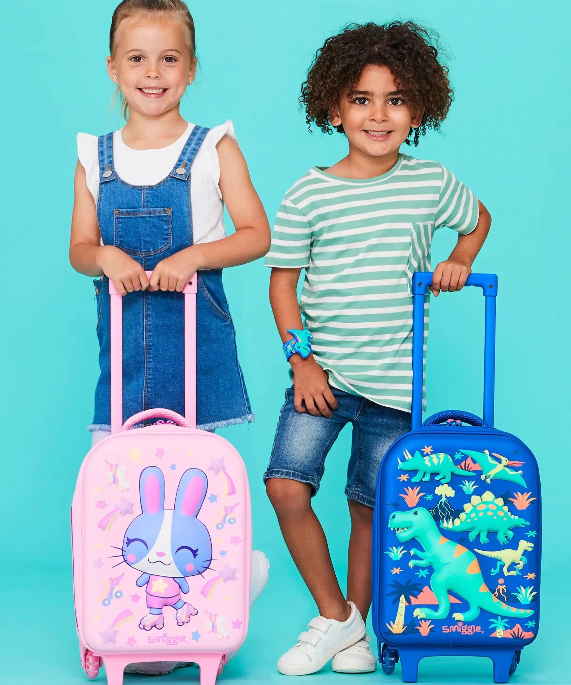 Smiggle - Movin Tekerlekli Çekçekli Anaokulu Okul ve Seyahat Çantası-Dinossi