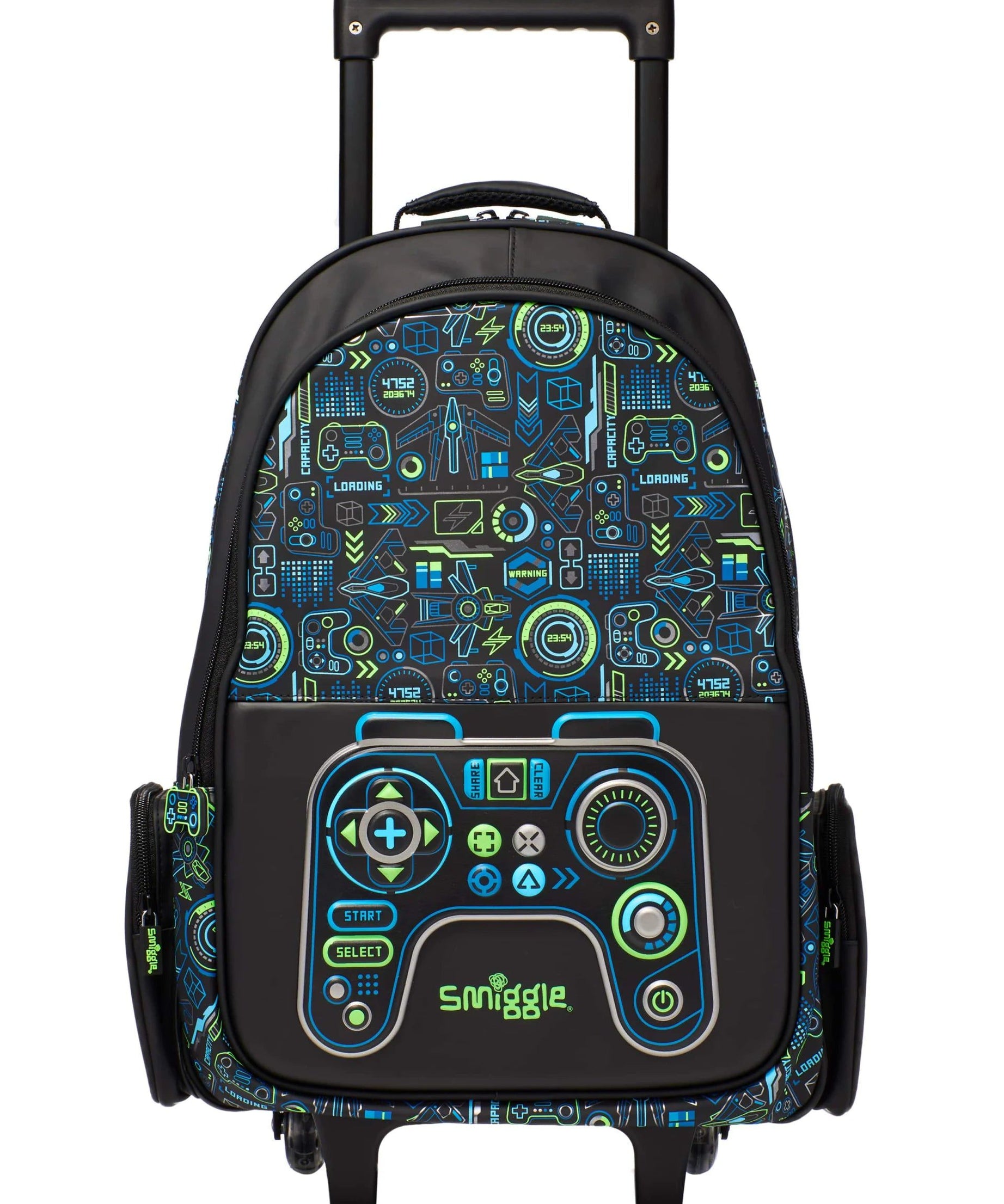 Smiggle – Virtual Çekçekli Işıklı Tekerlekli Çanta-Dinossi