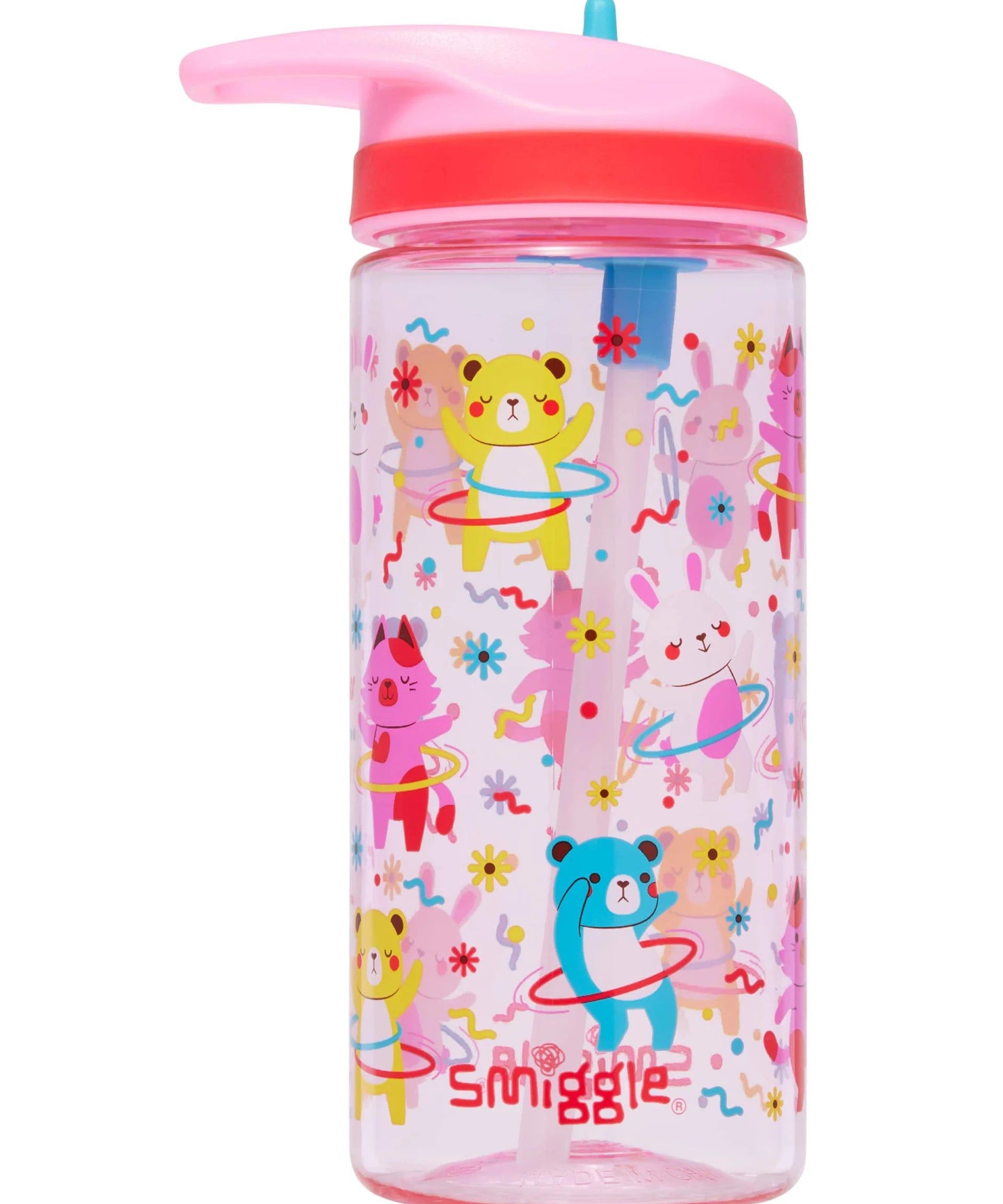 Smiggle - Lets Play 440 ML BPA'Sız Pipetli Suluk-Dinossi