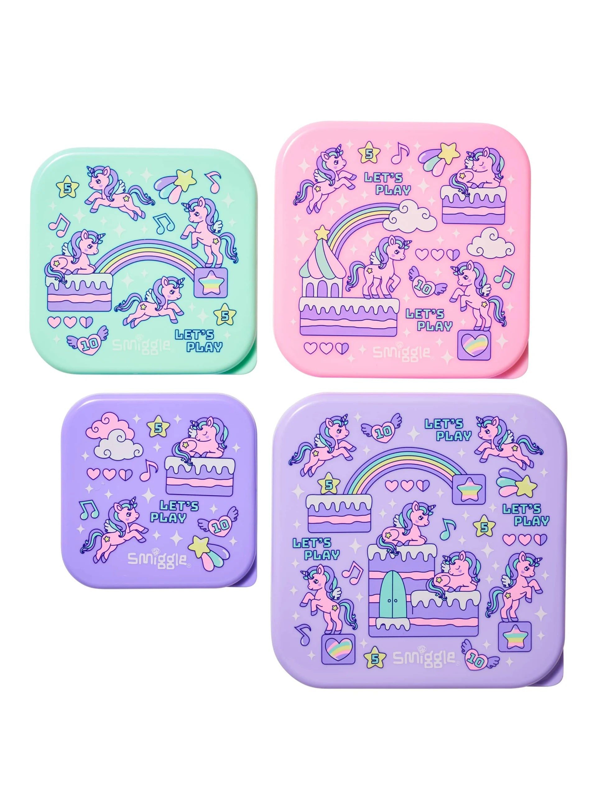 Smiggle - Lets Play 4lü Yemek ve Beslenme BPAsız Kapları-Dinossi