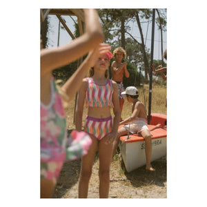 My First Cantê - Mila Abstract Textured Flounced Swimsuit | Pink