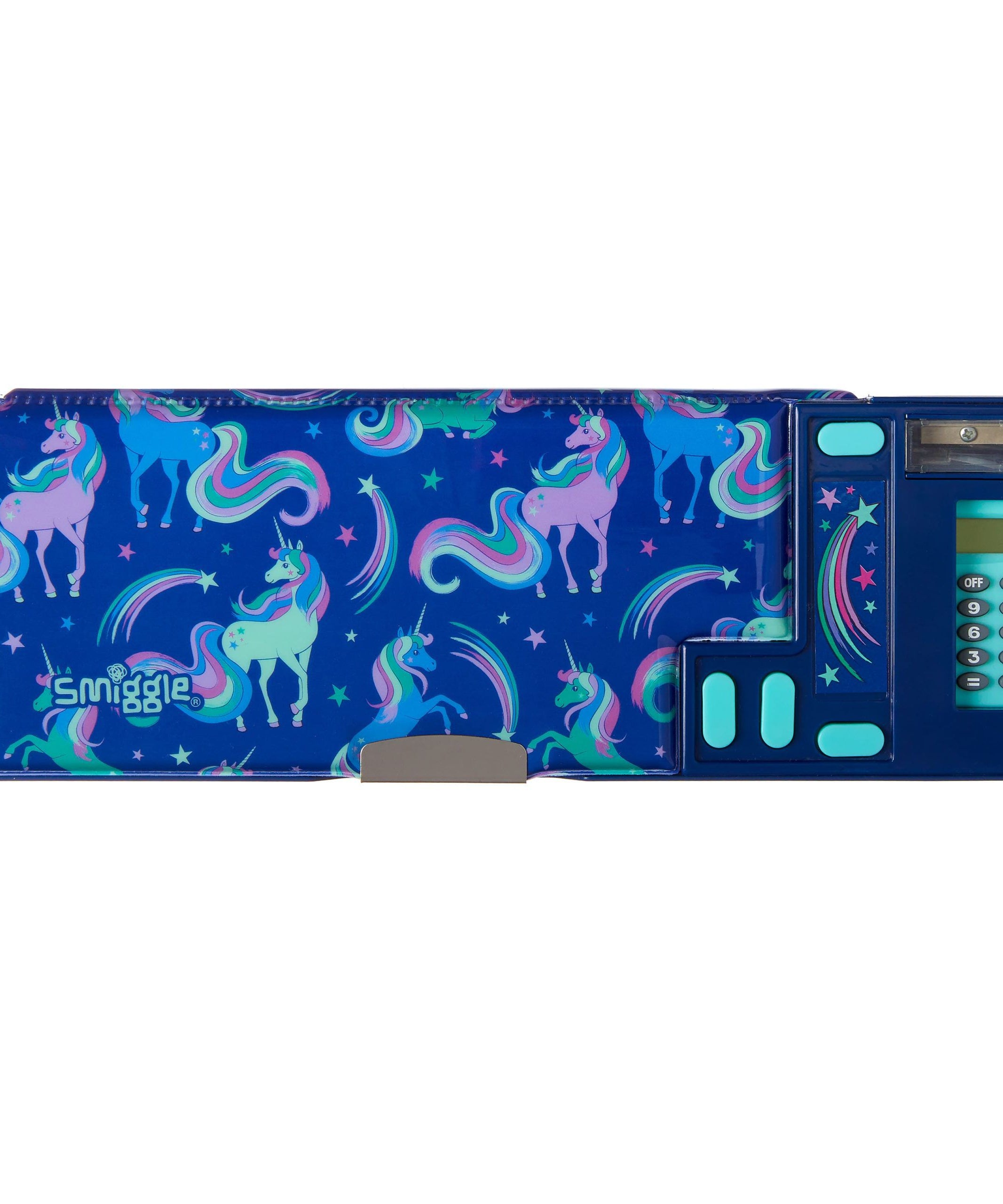 Smiggle - Mavi Unicornlar Hesap Makineli Pop Out Otomatik Kalem Kutusu-Dinossi