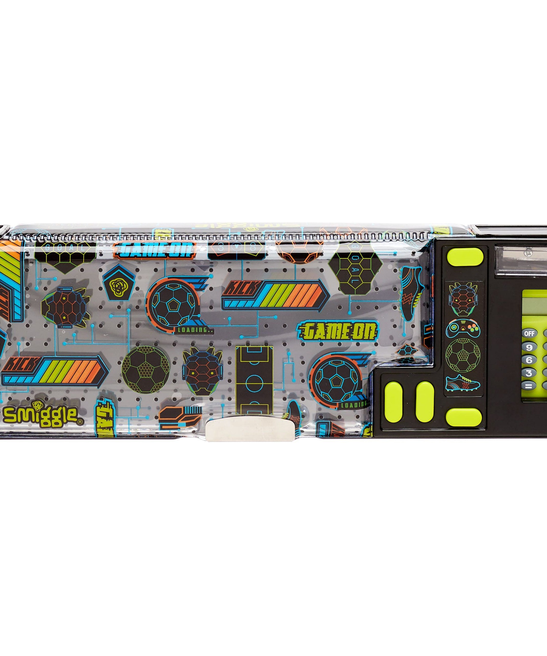 Smiggle - Futbol Tutkunu Hesap Makineli Pop Out Otomatik Kalem Kutusu-Dinossi