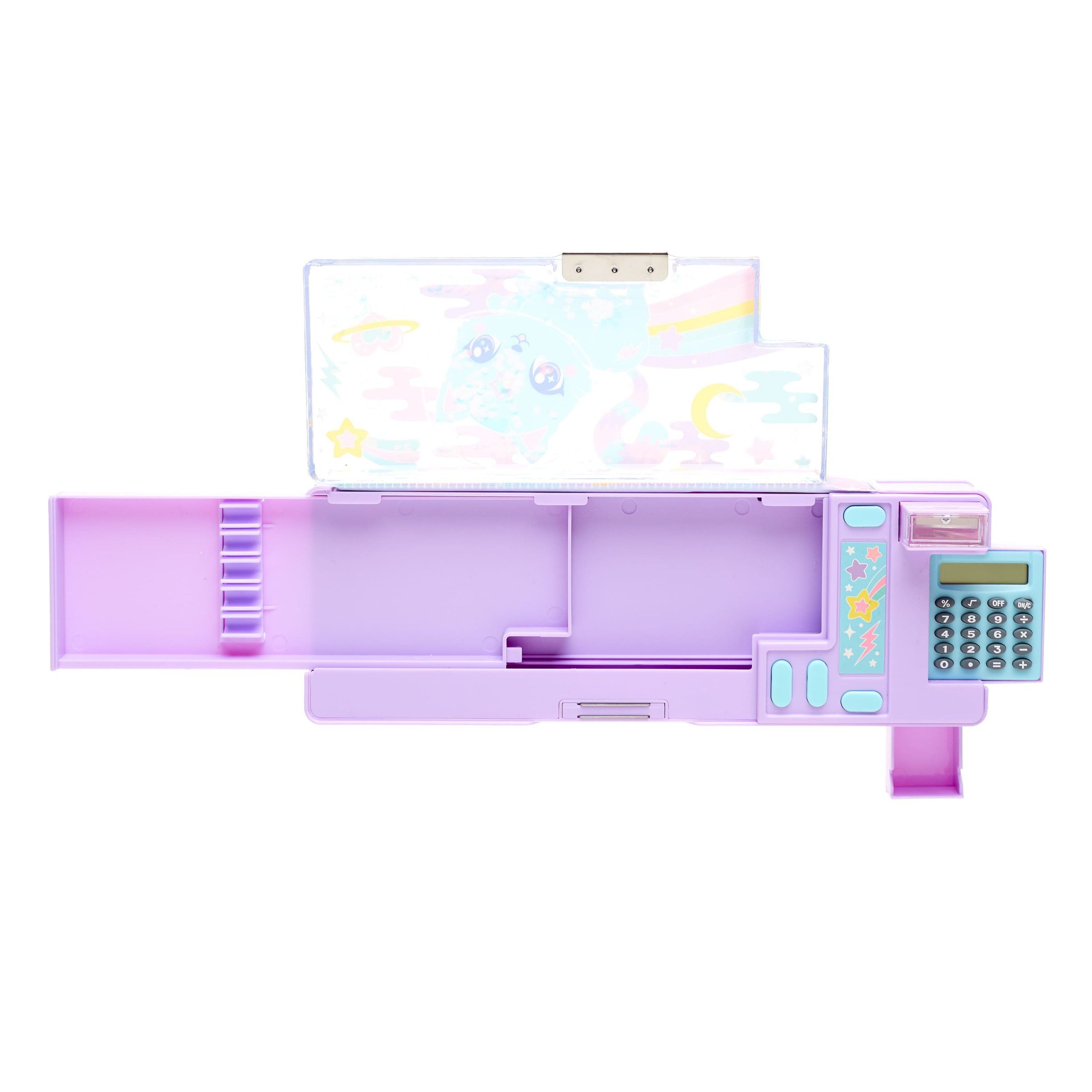 Smiggle - Tatlı Mavi Kedi Hesap Makineli Pop Out Otomatik Kalem Kutusu-Dinossi