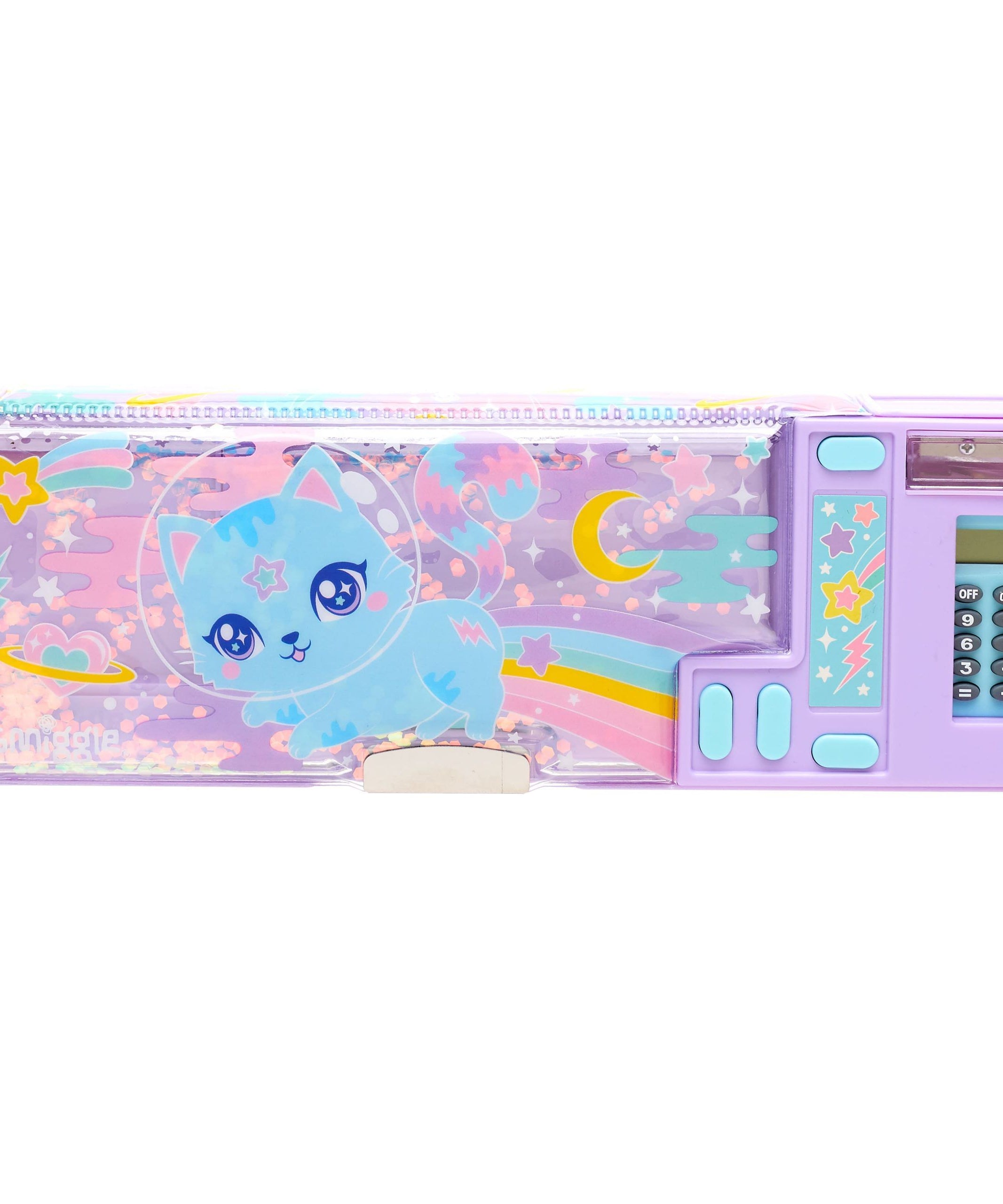 Smiggle - Tatlı Mavi Kedi Hesap Makineli Pop Out Otomatik Kalem Kutusu-Dinossi