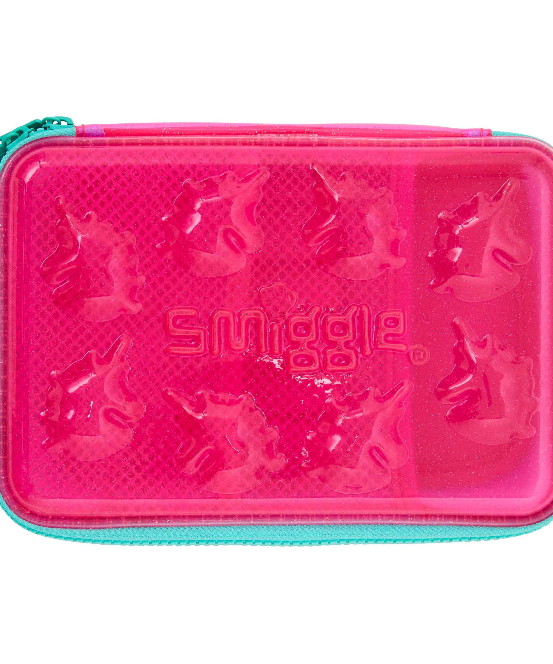 Smiggle - 3D Kabartmalı Hardtop Pembe Kalem Kutusu-Dinossi
