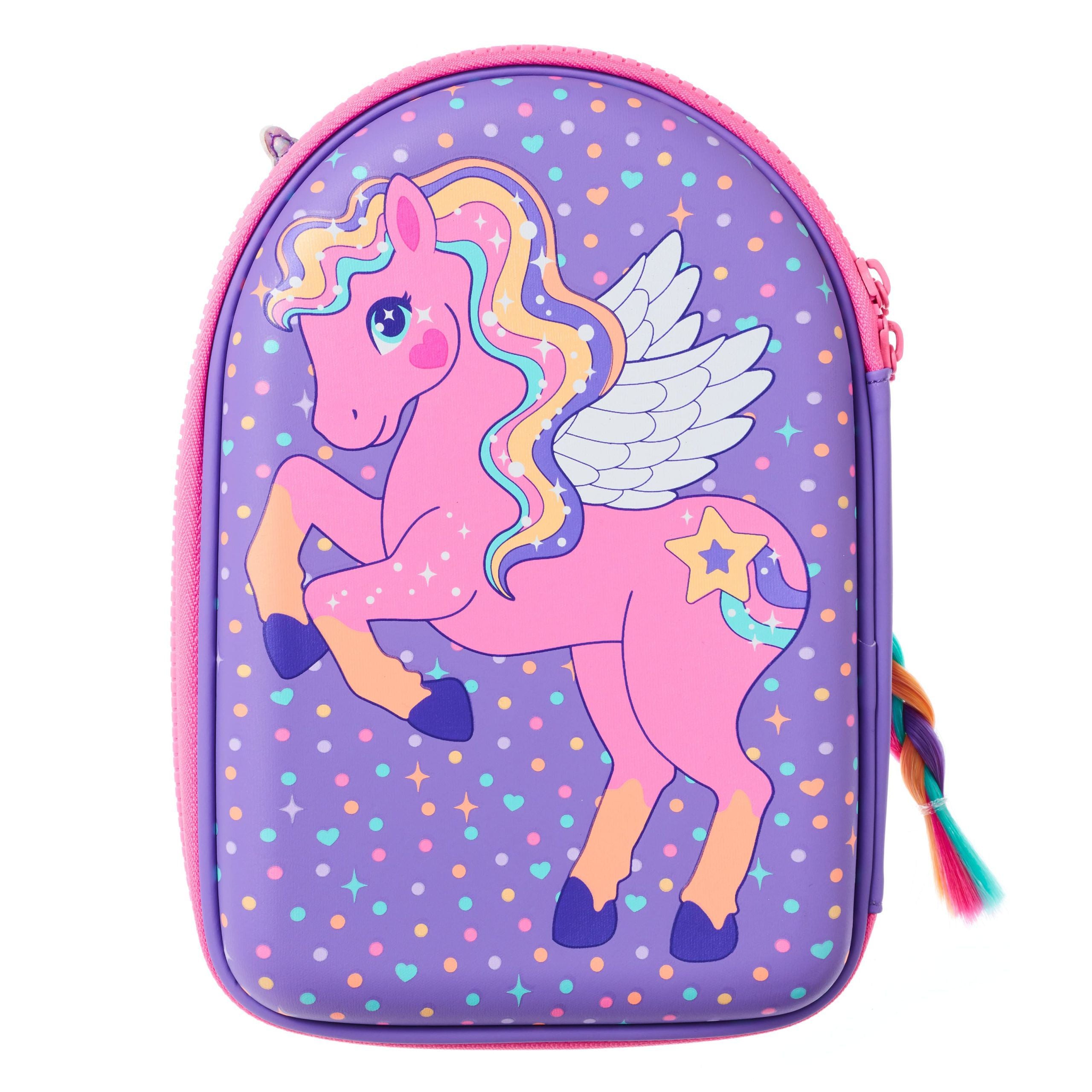 Smiggle - Örgü Saçlı Eğlenceli Unicorn Hardtop Kalem Kutusu-Dinossi