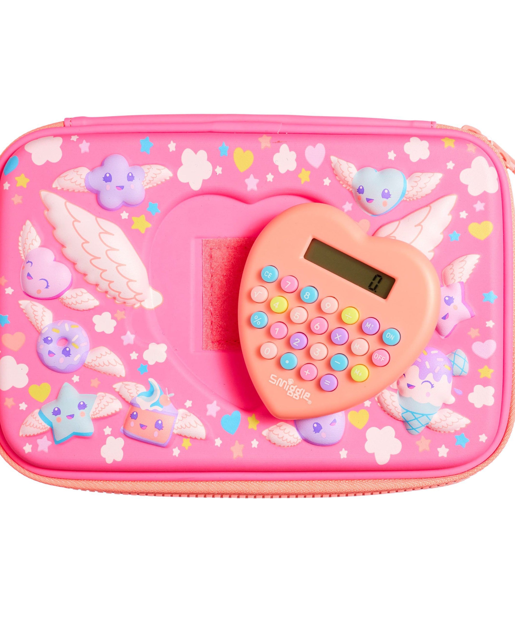 Smiggle - Tatlı Bulutlar Hesap Makineli Hardtop Kalem Kutusu-Dinossi