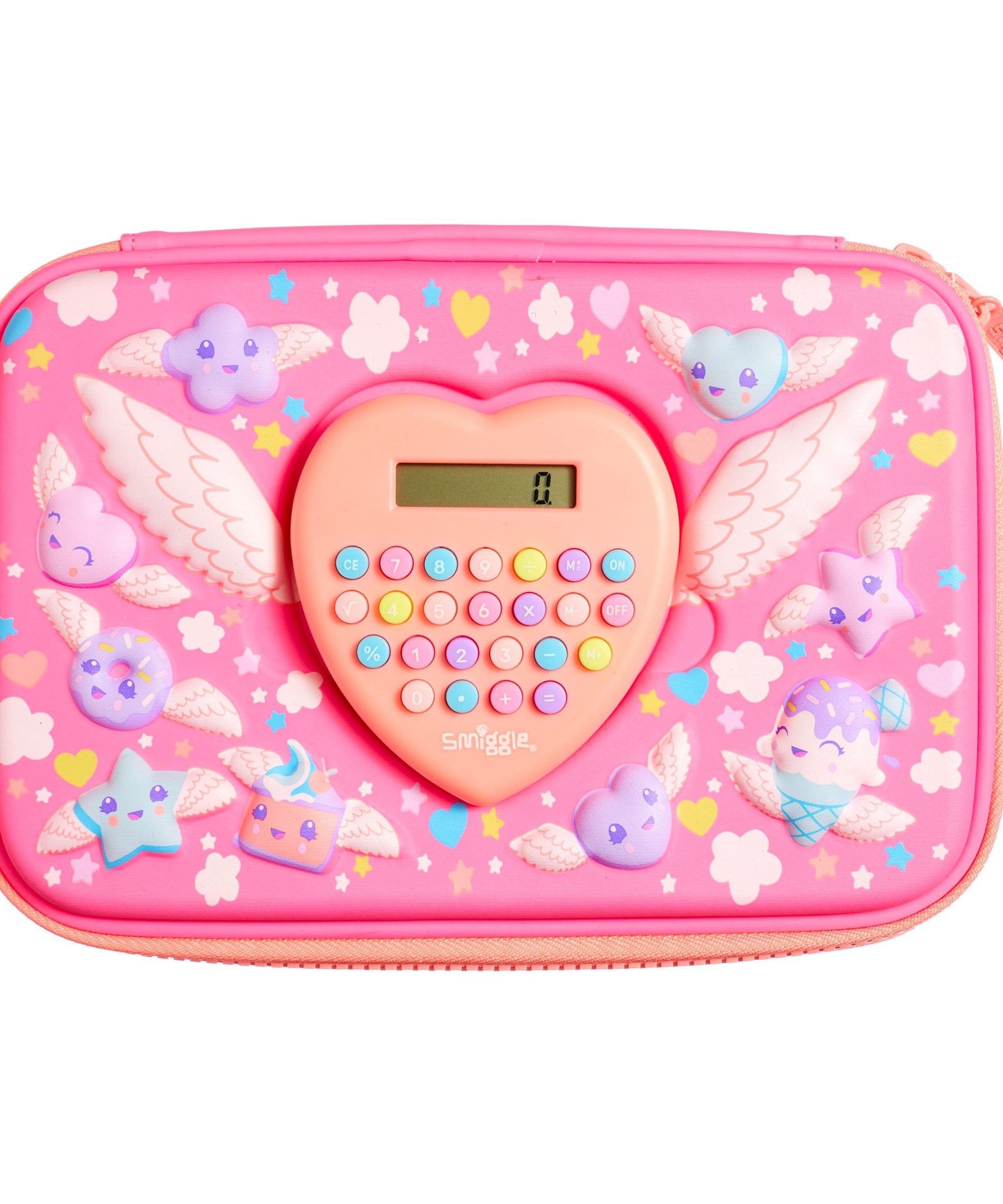 Smiggle - Tatlı Bulutlar Hesap Makineli Hardtop Kalem Kutusu-Dinossi