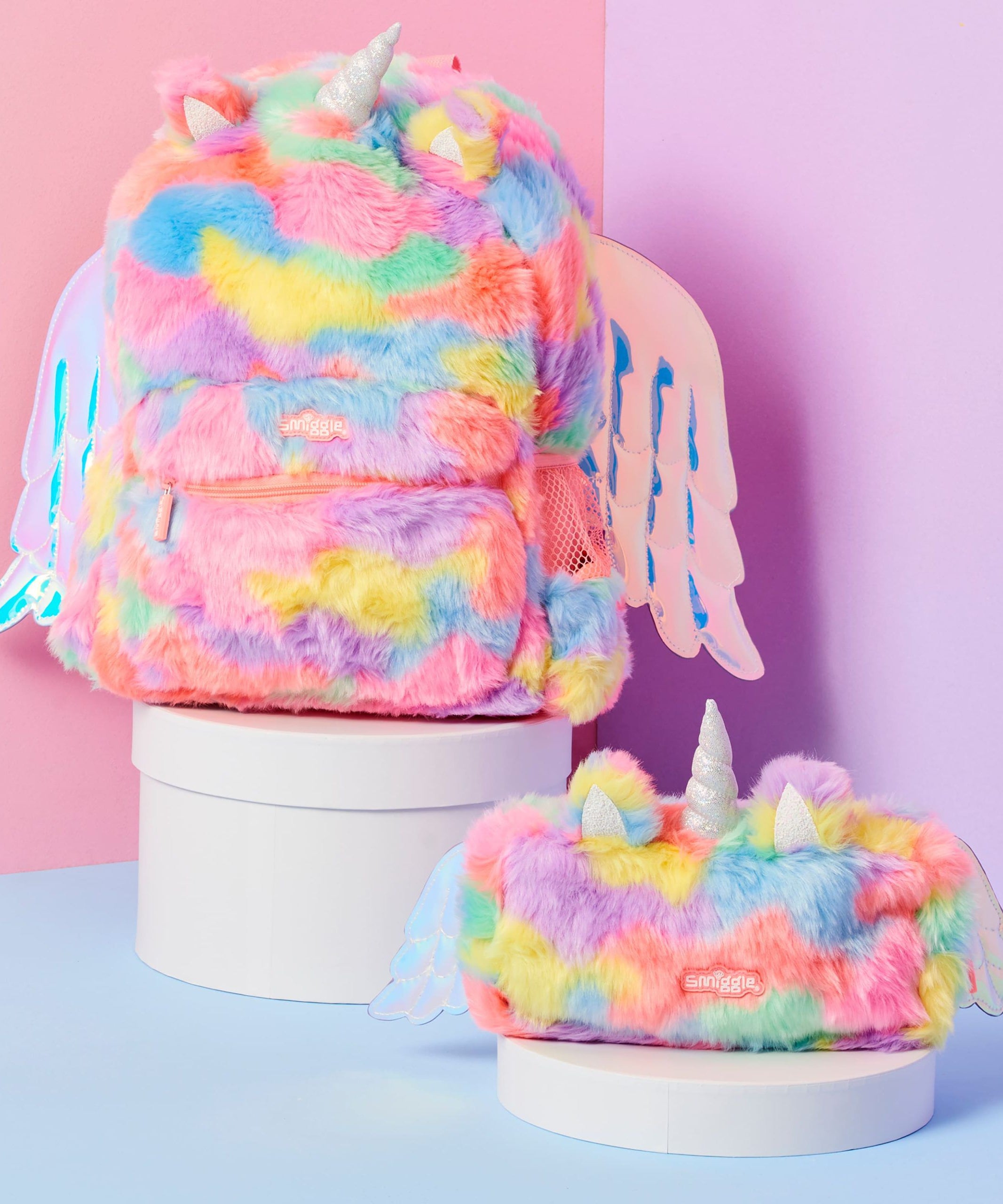 Smiggle - Dreamer Fluffy Kanatlı Sırt Çantası-Dinossi