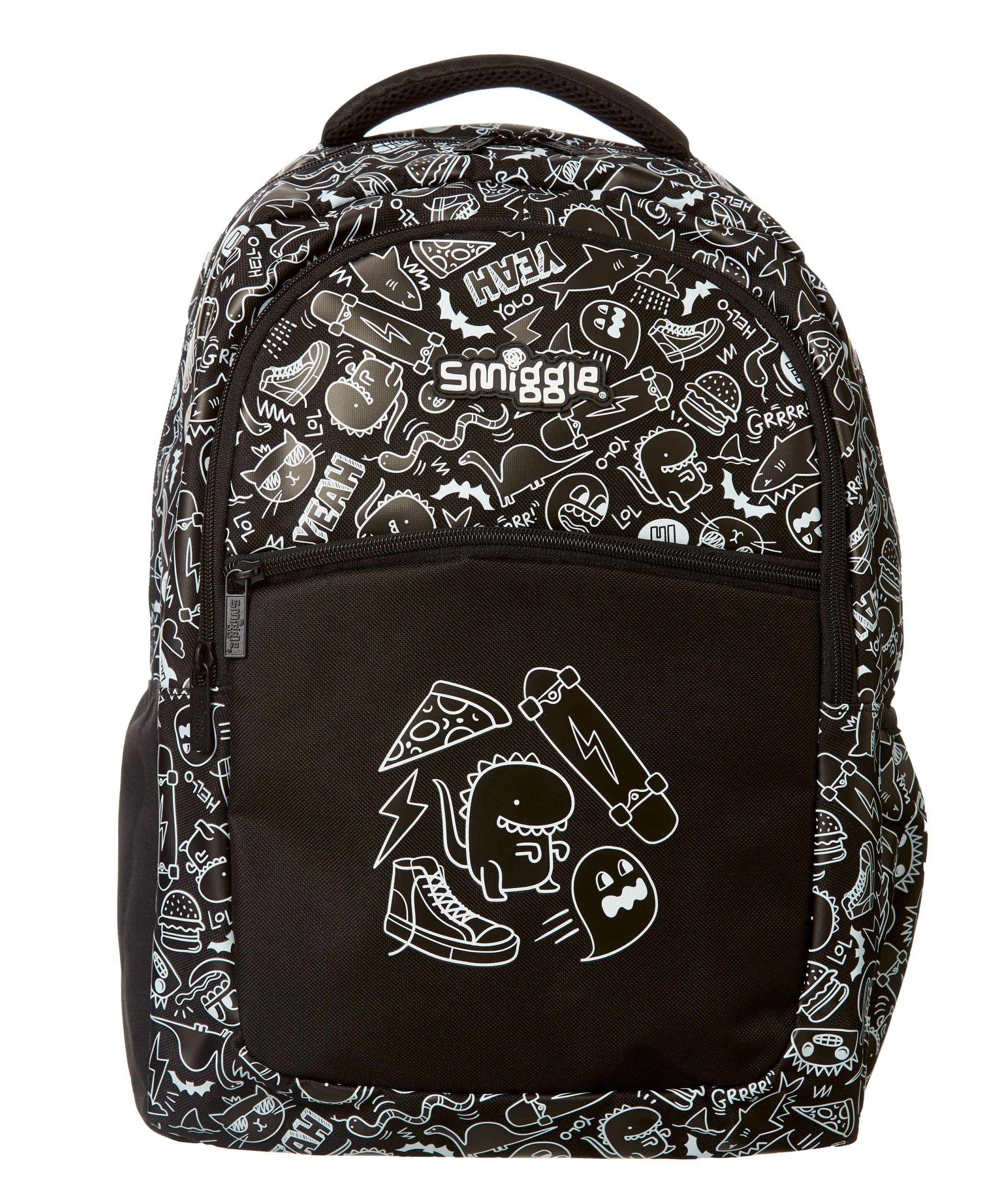 Smiggle - Dinossi Özel Tasarım Siyah Sırt Çantası-Dinossi
