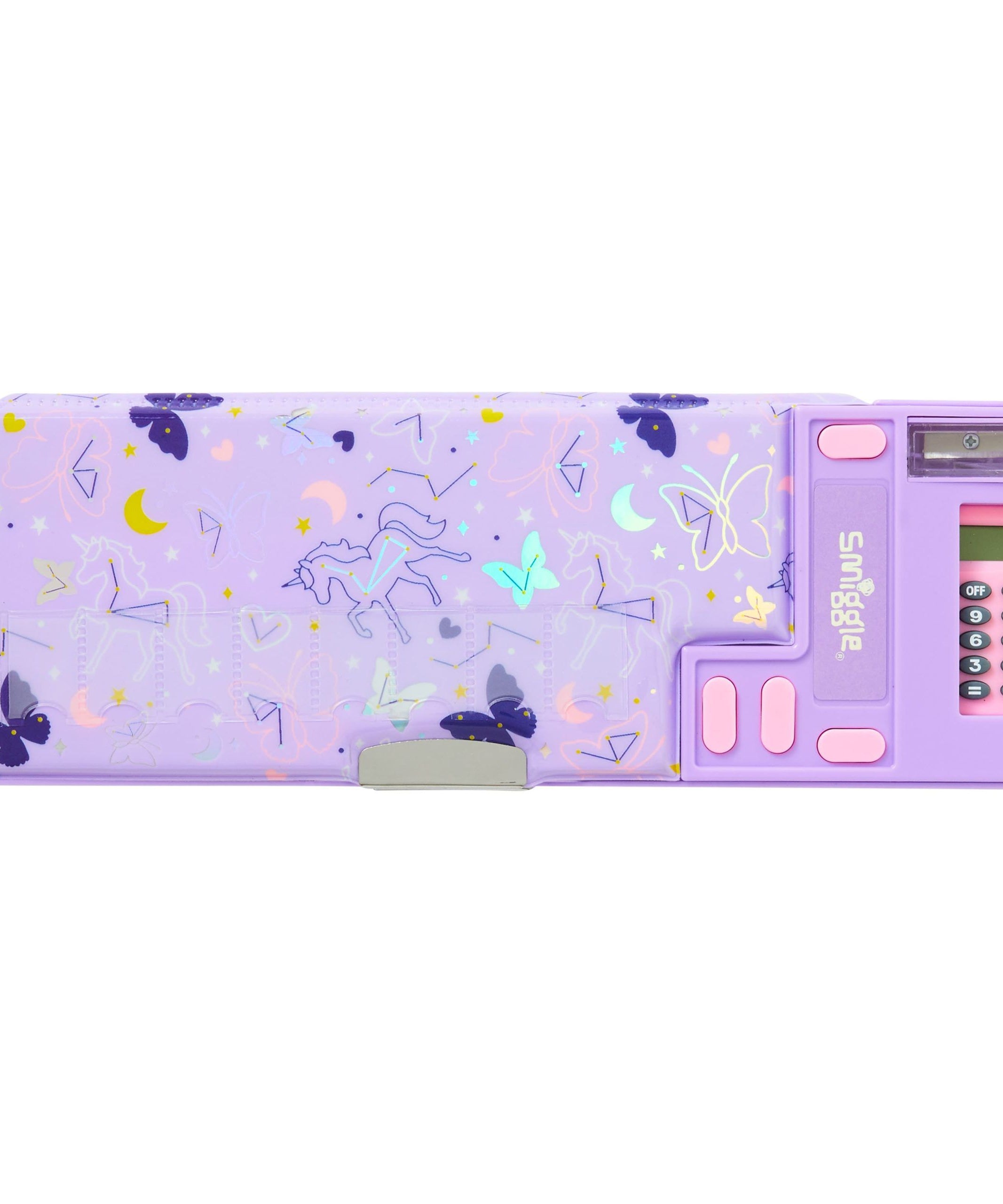 Smiggle - İsimlikli Unicorn Hesap Makineli Pop Out Otomatik Kalem Kutusu-Dinossi