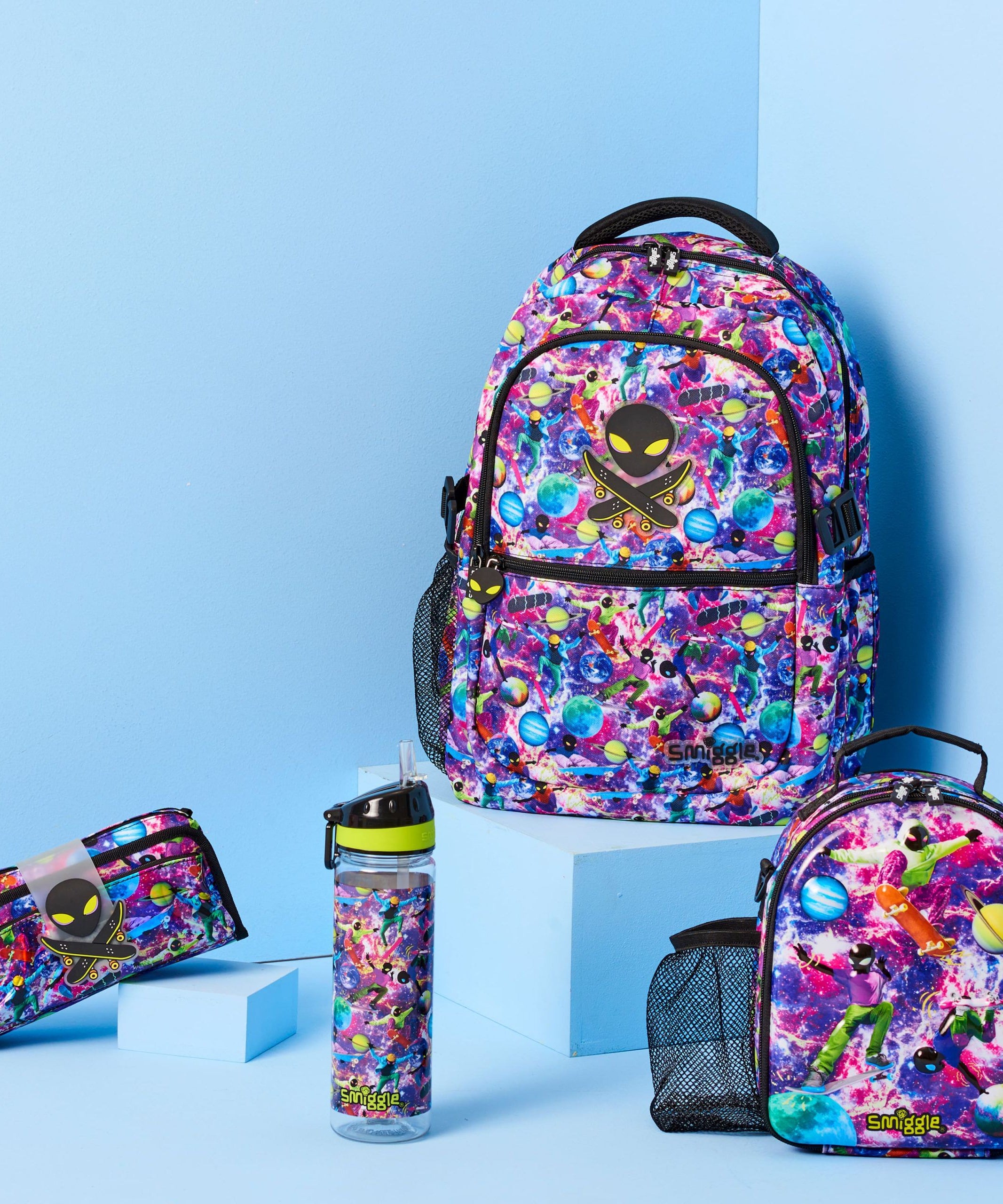 Smiggle - Galaxy İki Gözlü Özel Seri Kalem Kutusu-Dinossi