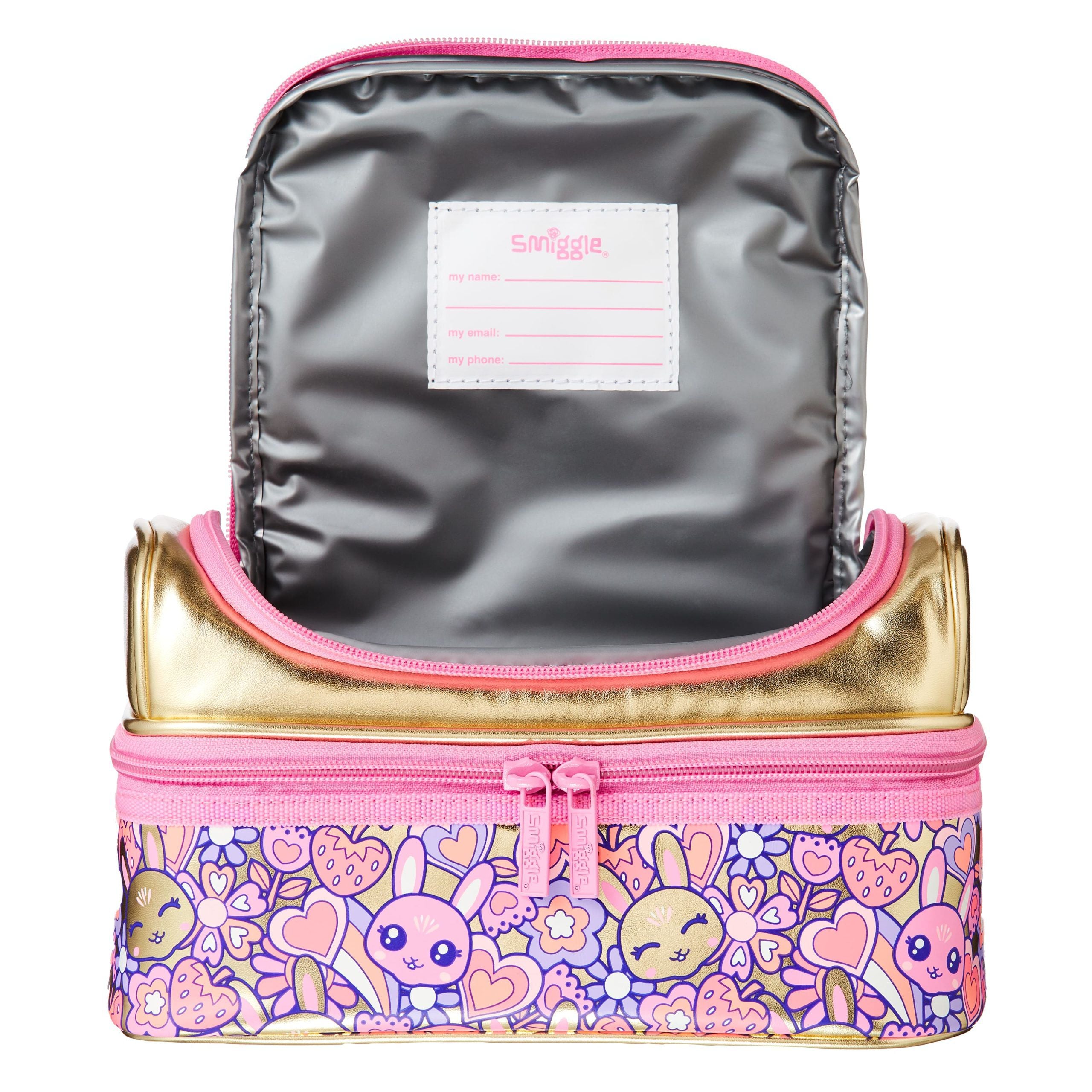 Smiggle - Budz Altın Çift Katlı Beslenme Çantası-Dinossi