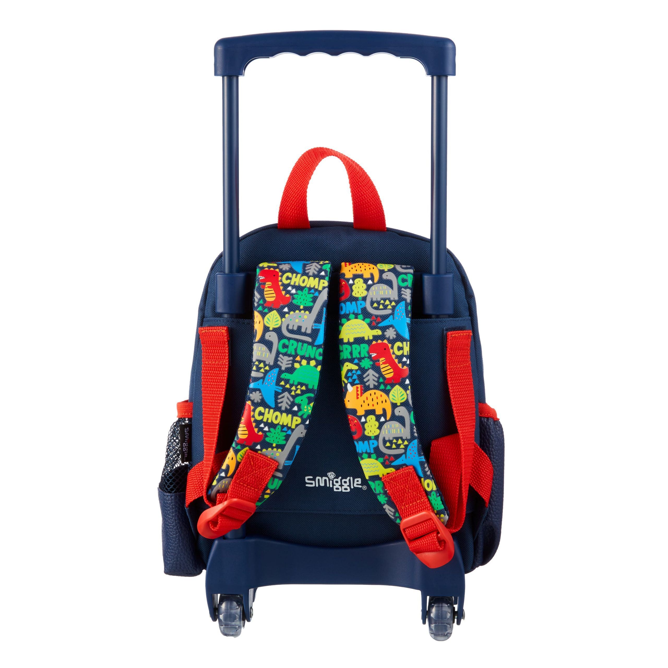 Smiggle - Çekçekli Tekerlekli Topsy Ufacık Minik Arabası Sırt Çantası-Dinossi