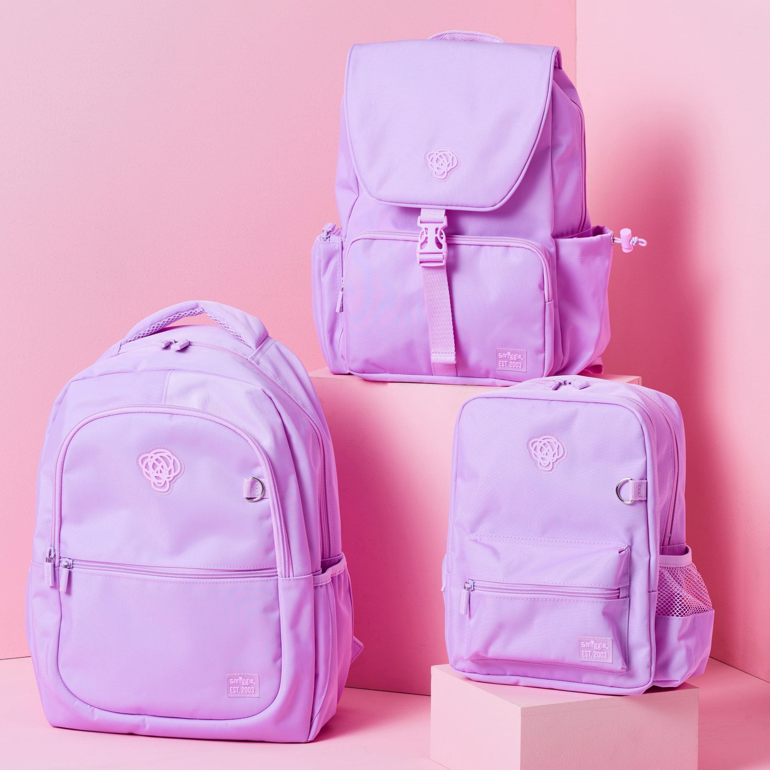 Smiggle - Sorbet Park Lilak Su Geçirmez Sırt Çantası-Dinossi