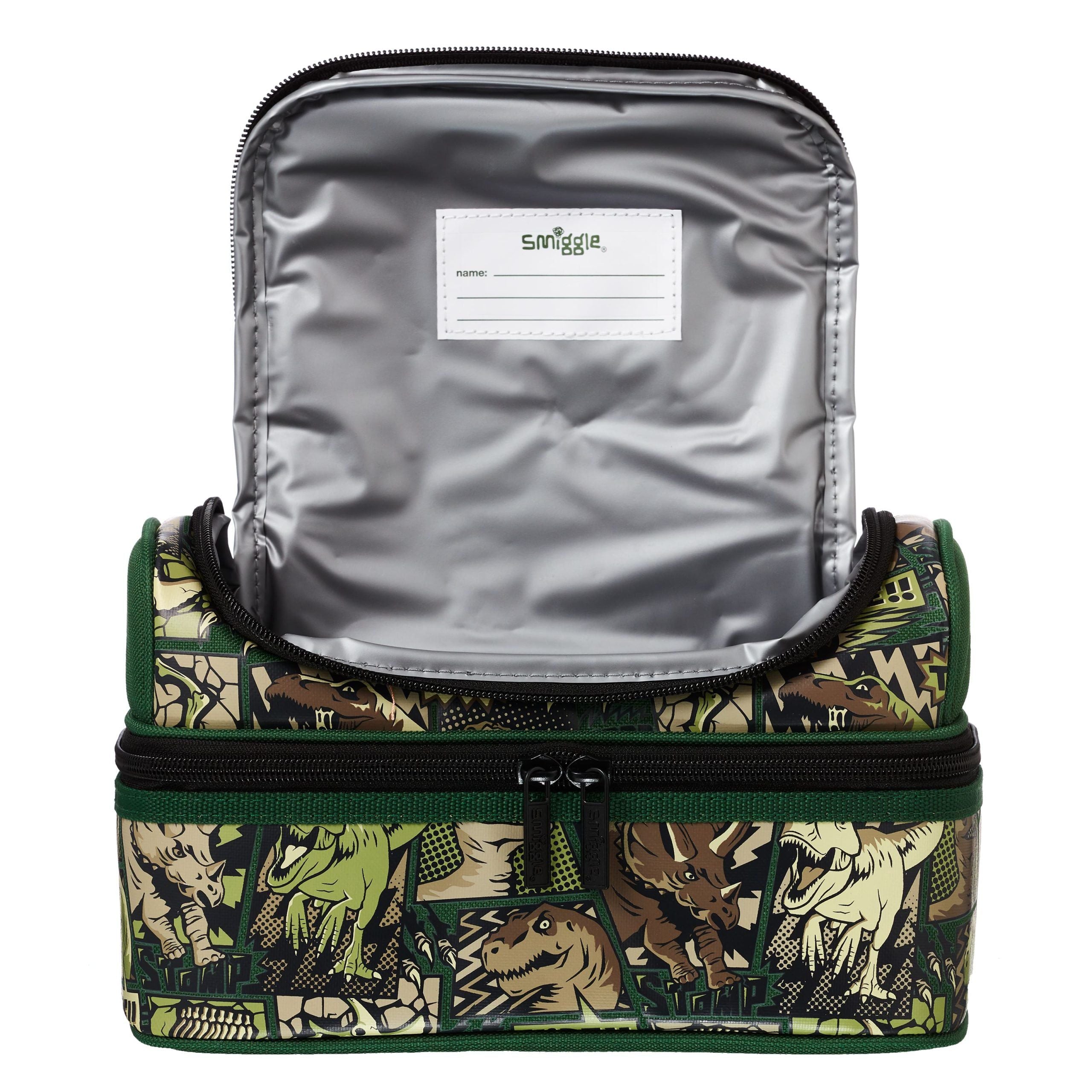 Smiggle - Beyond Çift Katlı Dinozorlar Beslenme Çantası-Dinossi