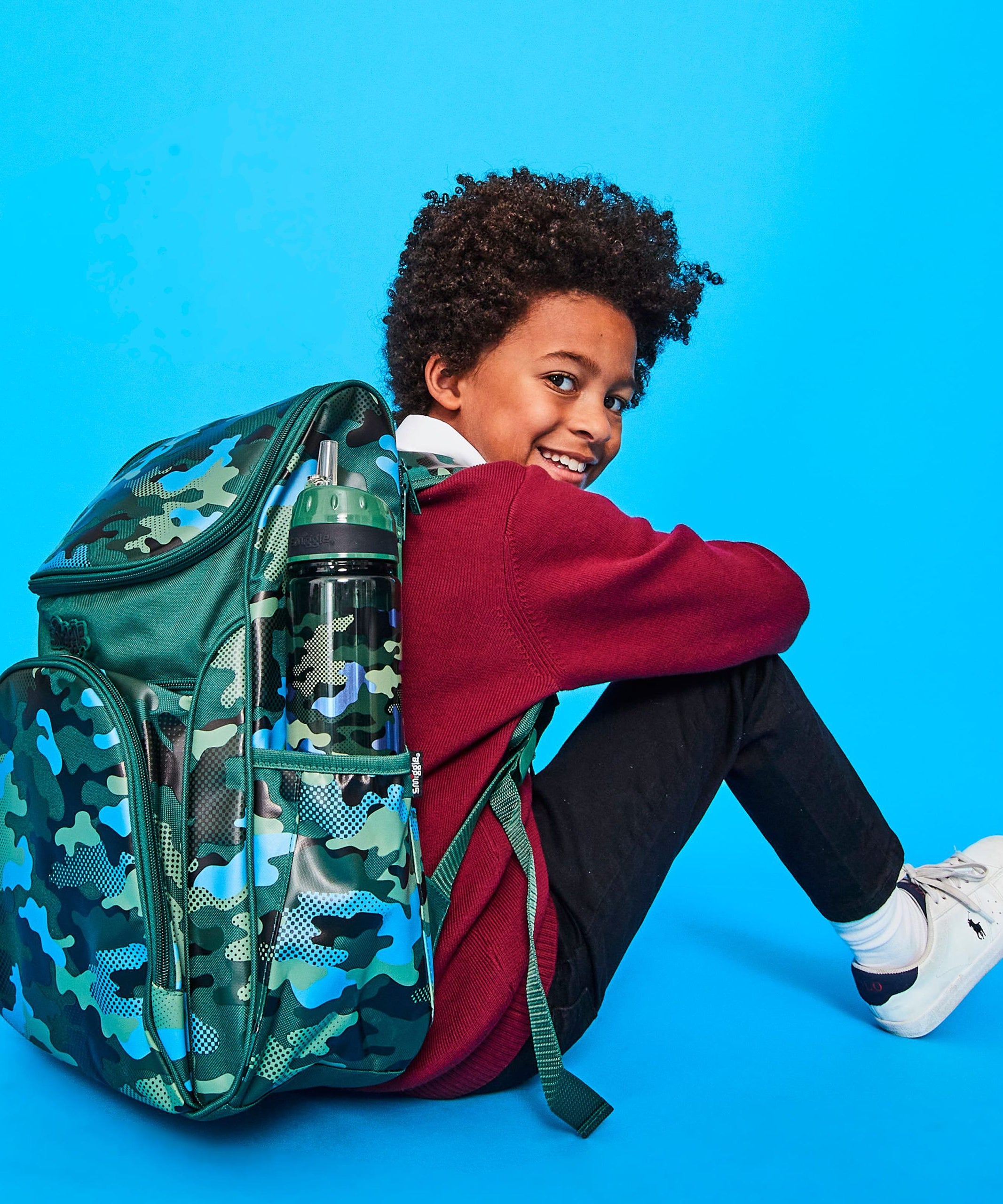 Smiggle - Hide Access Askeri Yeşil Sırt Çantası-Dinossi