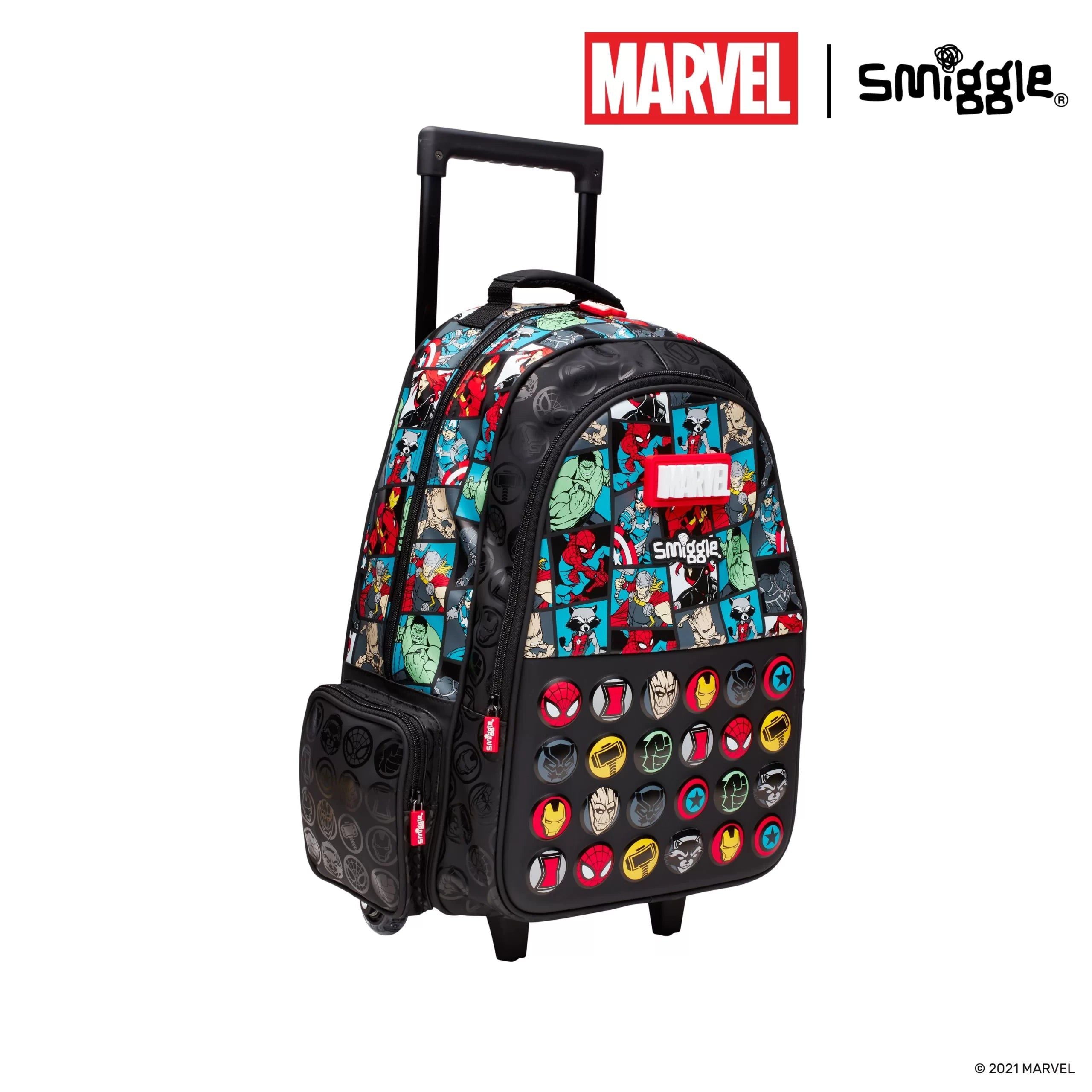 Smiggle - Marvel Çekçekli Işıklı Tekerlekli Çanta-Dinossi