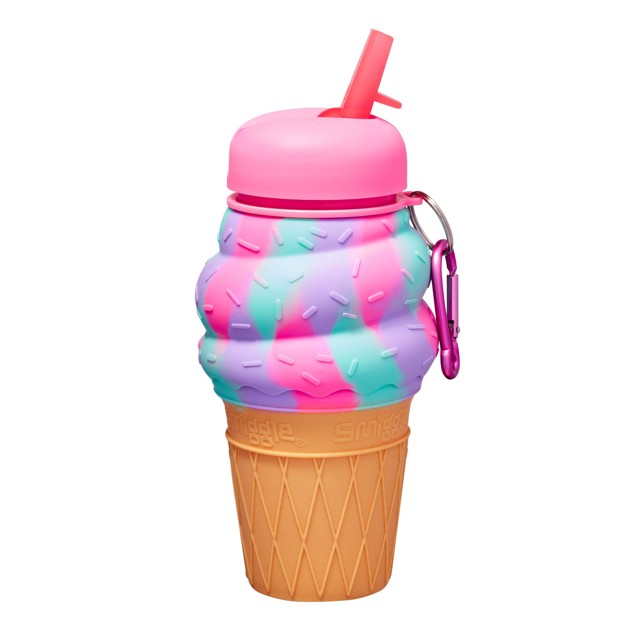 Smiggle - Junior Dondurma Desenli Pipetli Silikonlu İçecek Şişesi-Dinossi