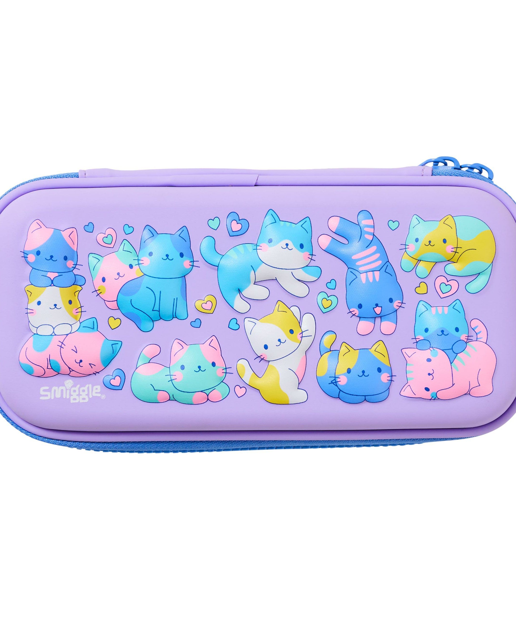Smiggle - 3D Kabartmalı Hardtop Lilak Küçük Kalem Kutusu-Dinossi
