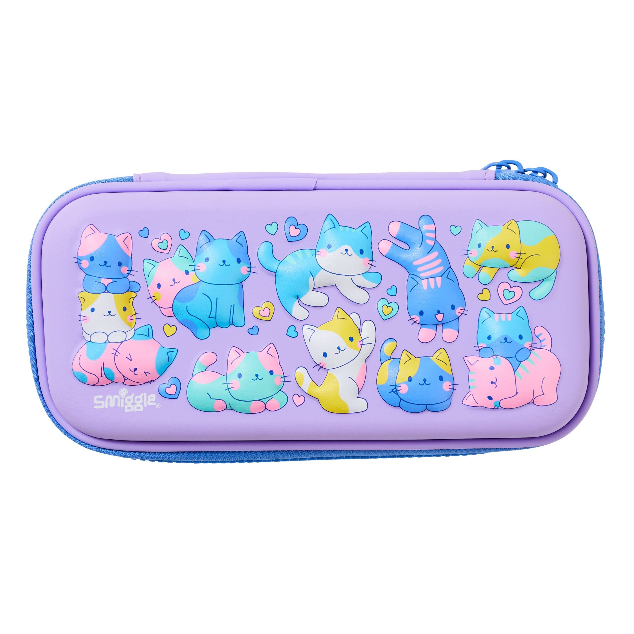 Smiggle - 3D Kabartmalı Hardtop Lilak Küçük Kalem Kutusu-Dinossi