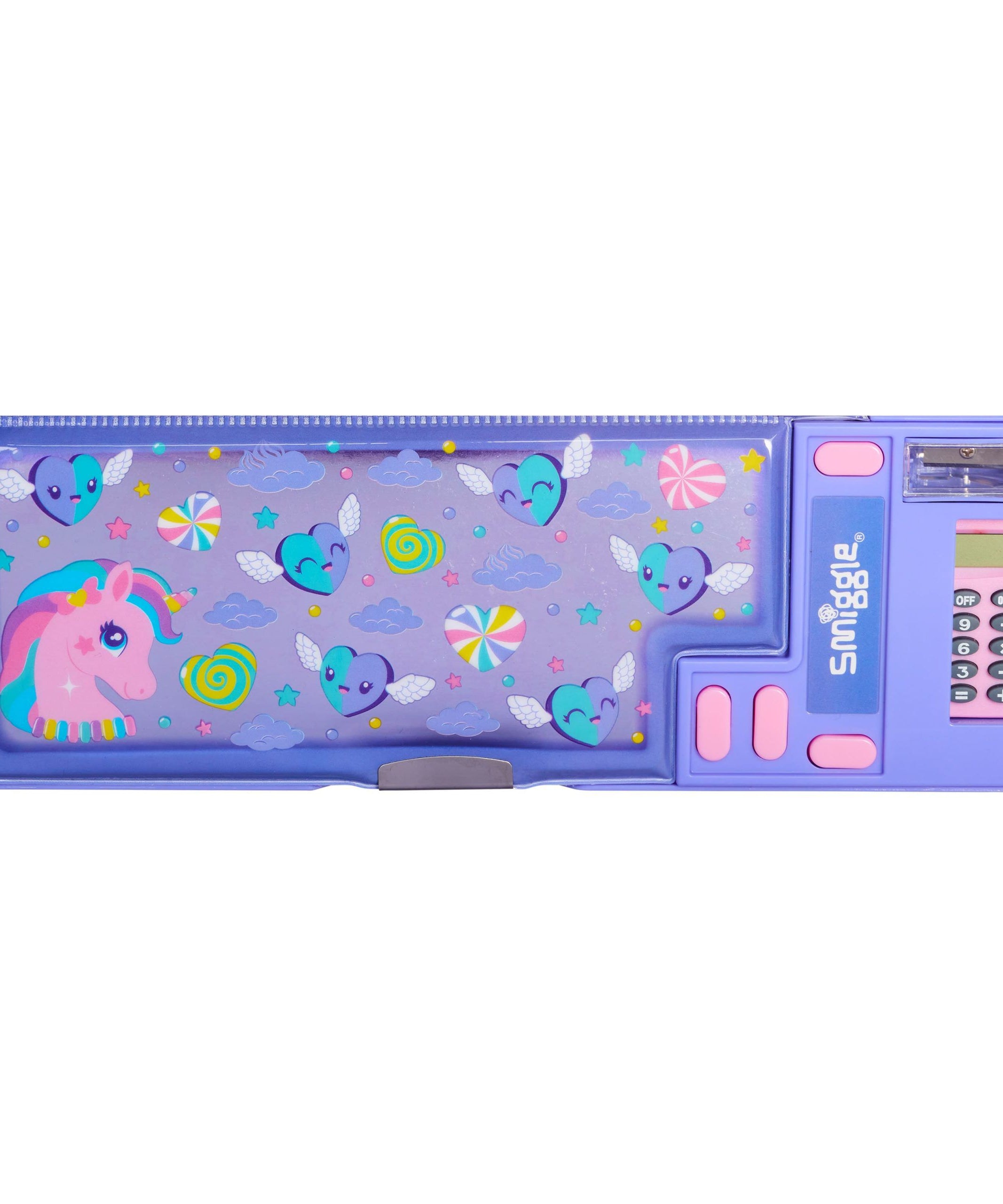 Smiggle - Peppy Serisi Hesap Makineli Otomatik Kalem Kutusu-Dinossi