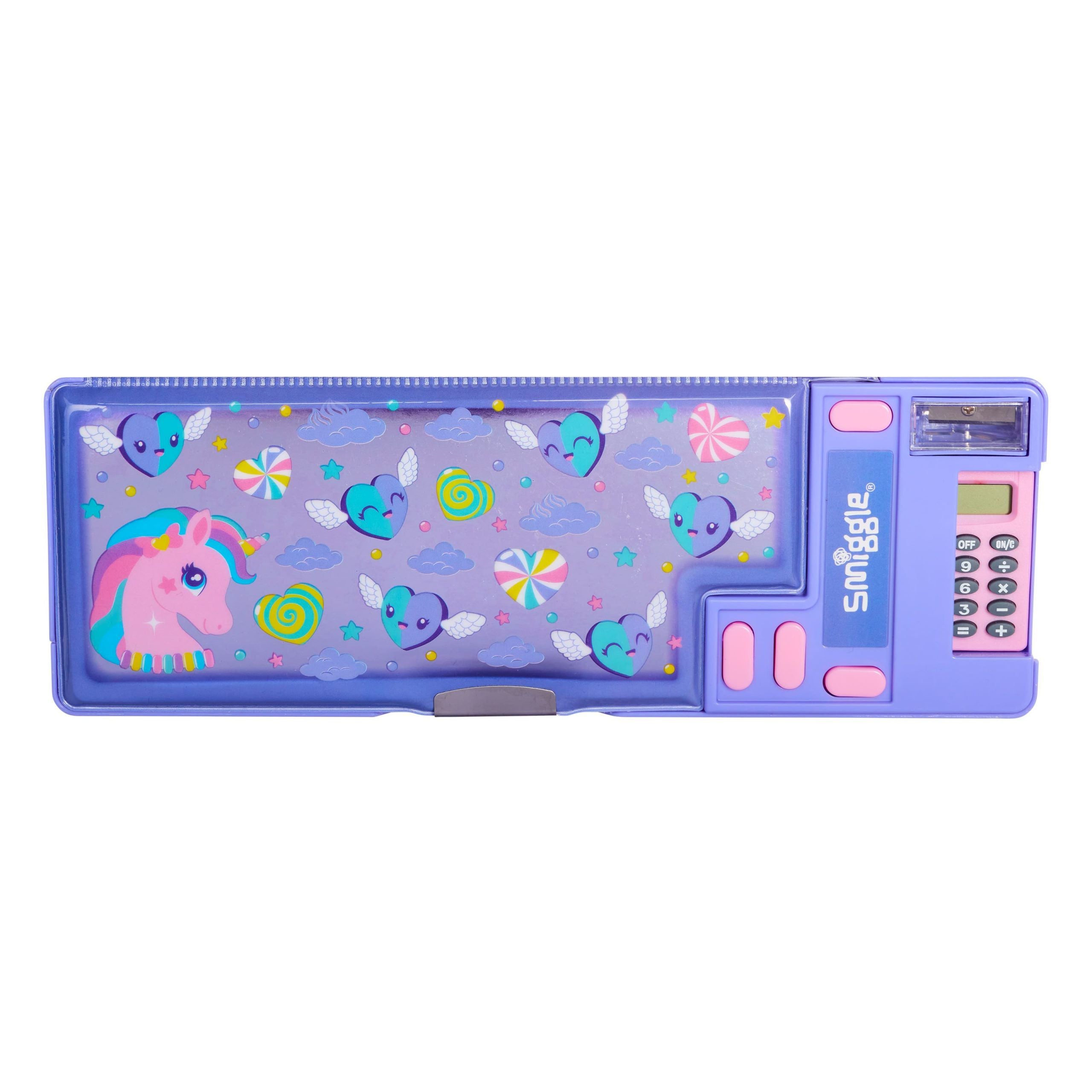 Smiggle - Peppy Serisi Hesap Makineli Otomatik Kalem Kutusu-Dinossi