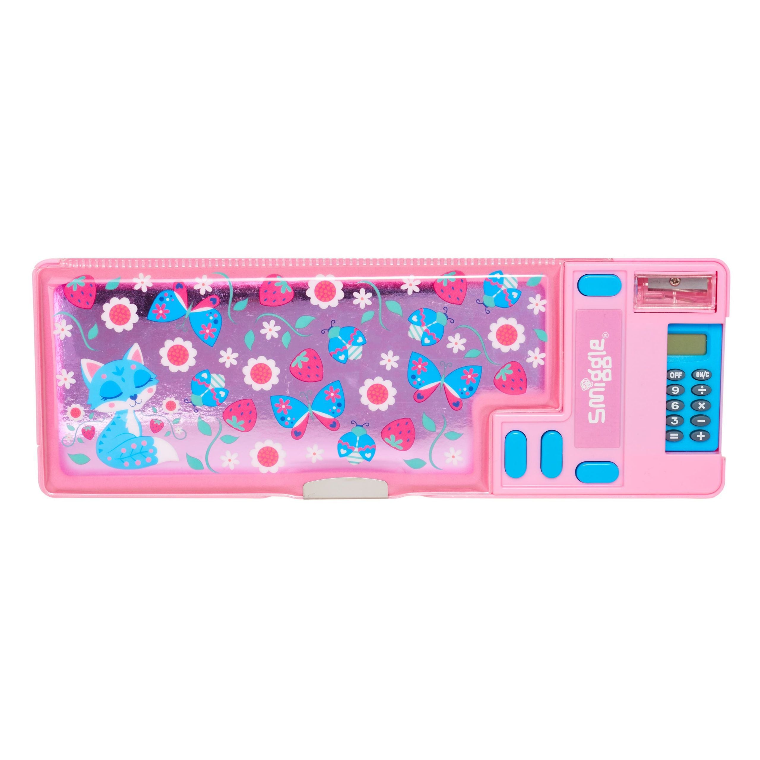 Smiggle - Peppy Serisi Hesap Makineli Otomatik Kalem Kutusu-Dinossi