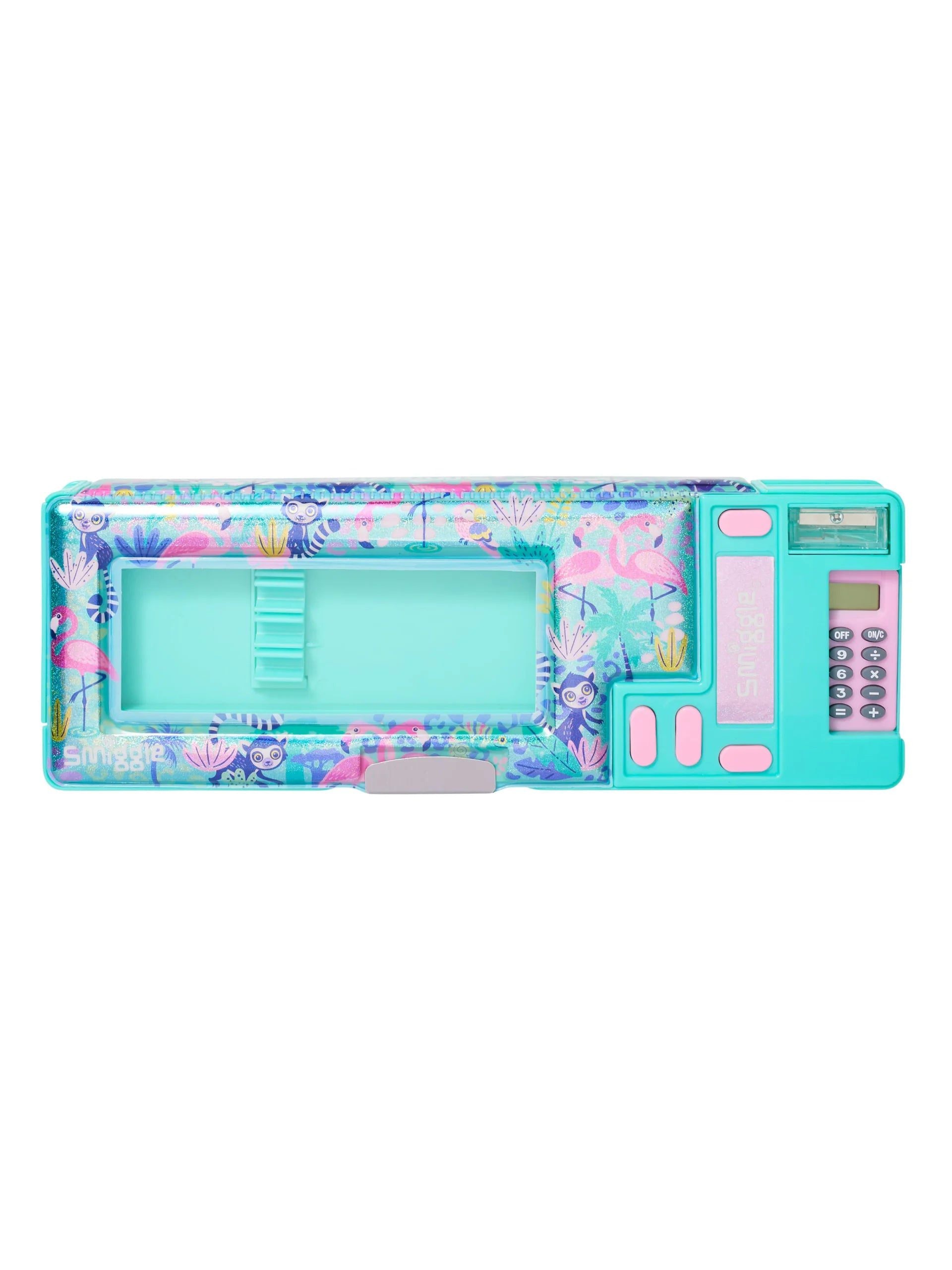 Smiggle - Wild Side Hesap Makineli Poput Otomatik Kalem Kutusu-Dinossi