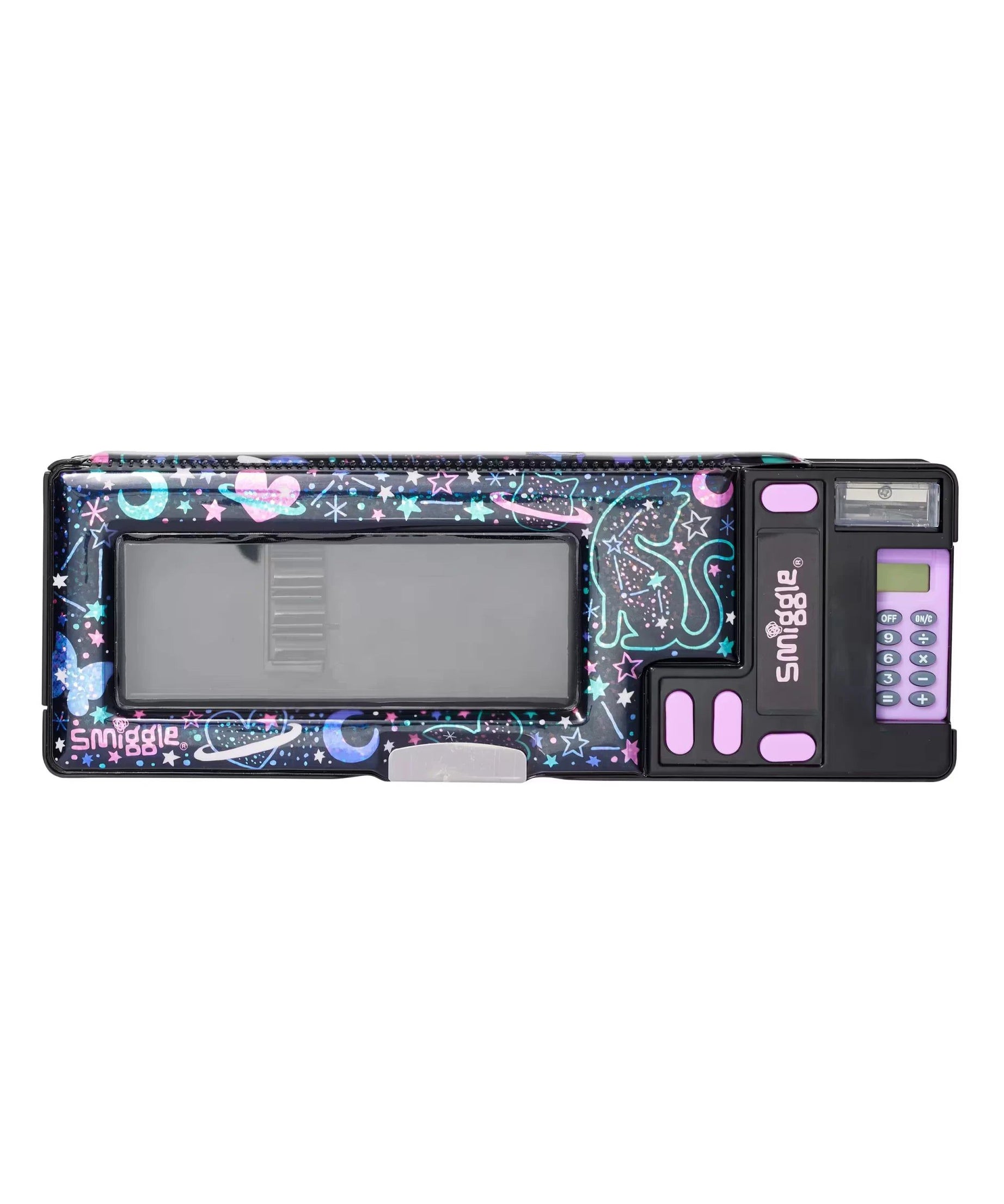Smiggle - Wild Side Hesap Makineli Poput Otomatik Kalem Kutusu-Dinossi