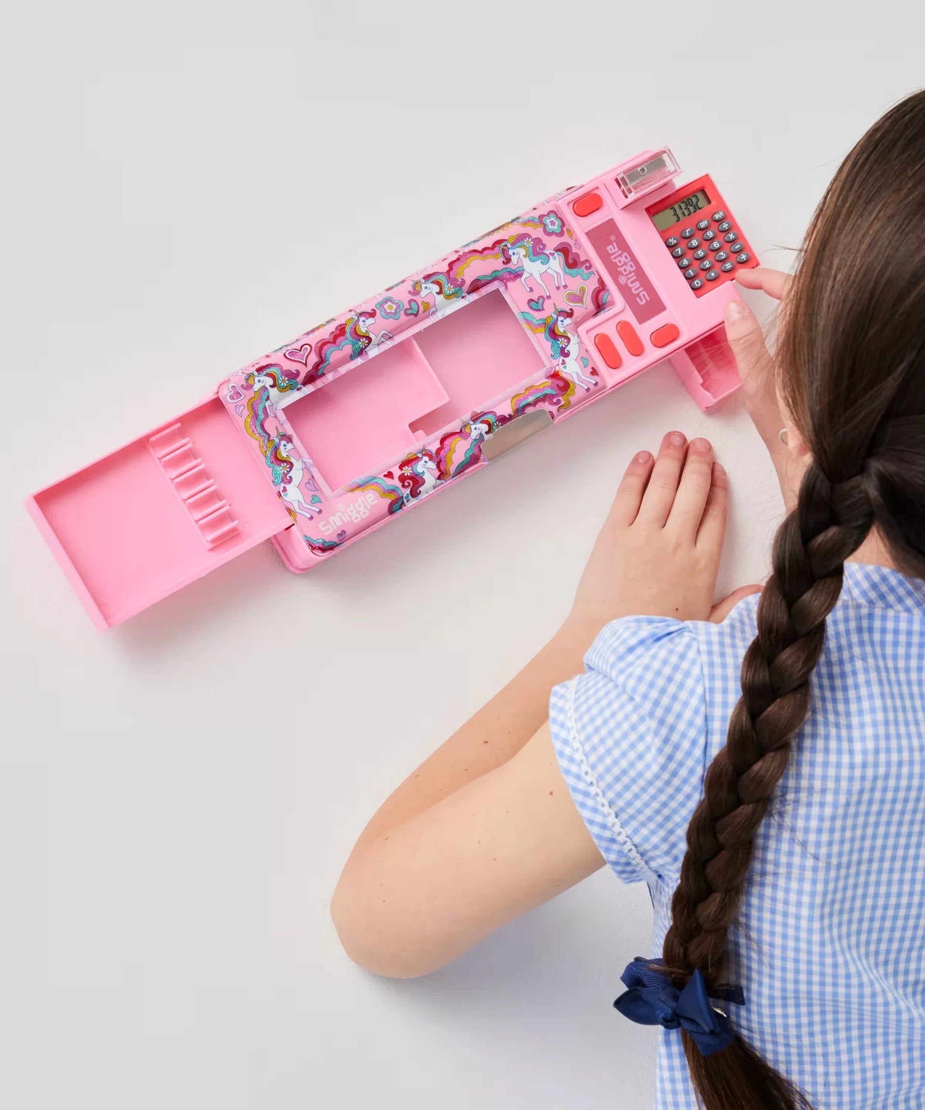 Smiggle - Wild Side Hesap Makineli Poput Otomatik Kalem Kutusu-Dinossi