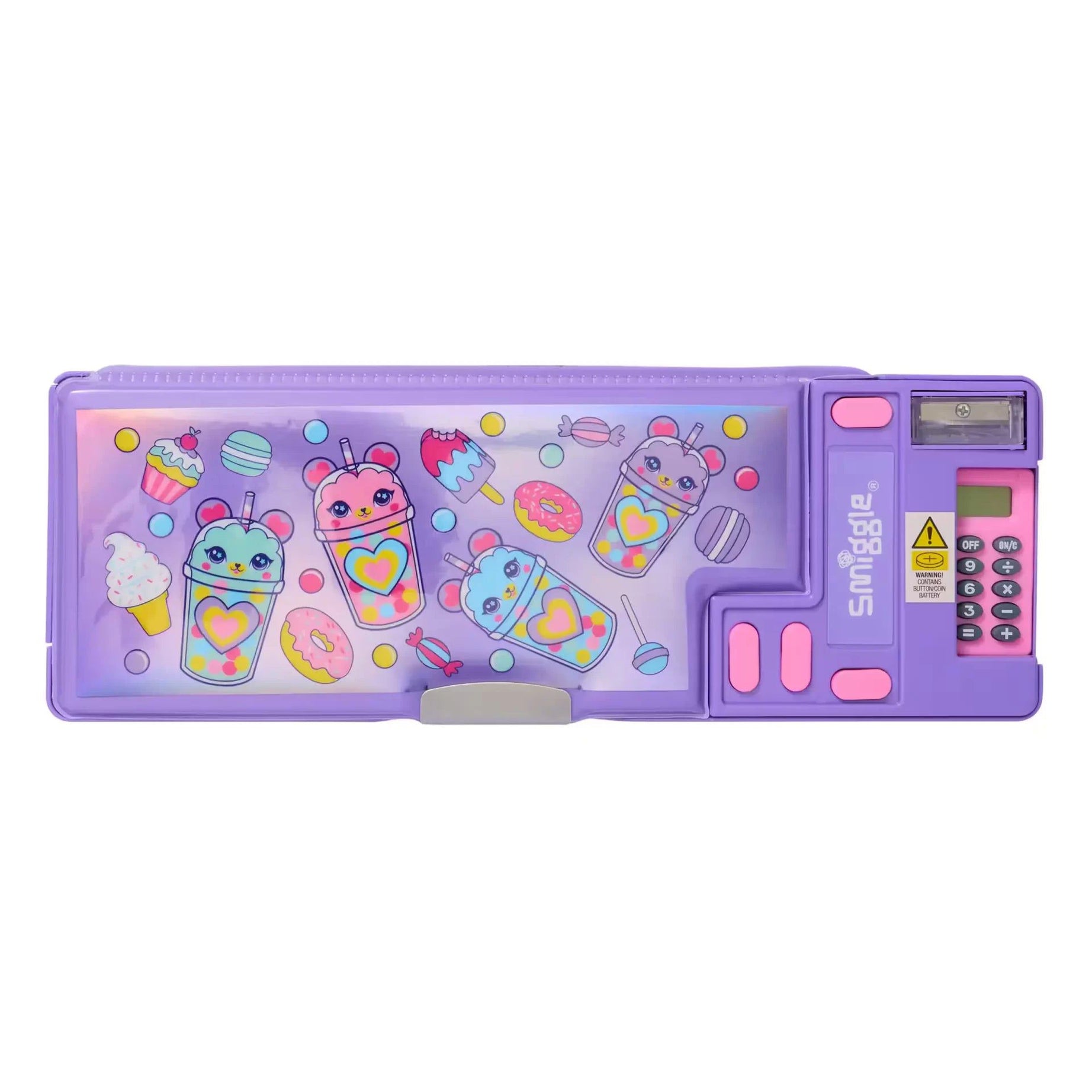 Smiggle - Wonder World Tatlı Atıştırmalıklar Hesap Makineli Pop Out Otomatik Kalem Kutusu-Dinossi
