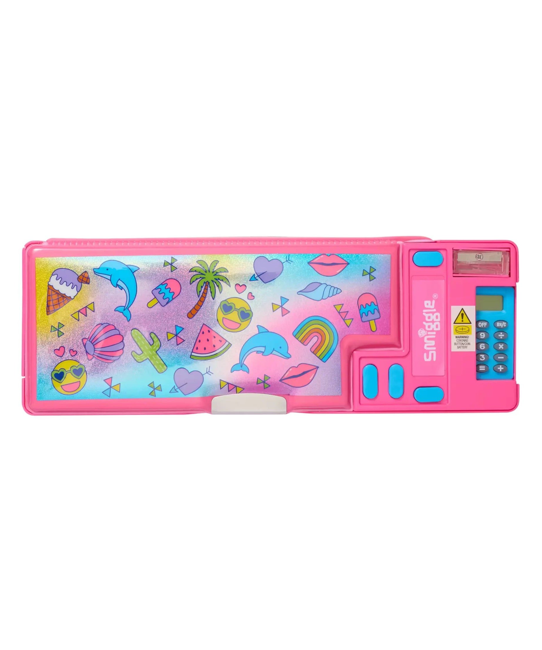 Smiggle - Wonder World Yaz Tatilim Hesap Makineli Pop Out Otomatik Kalem Kutusu-Dinossi