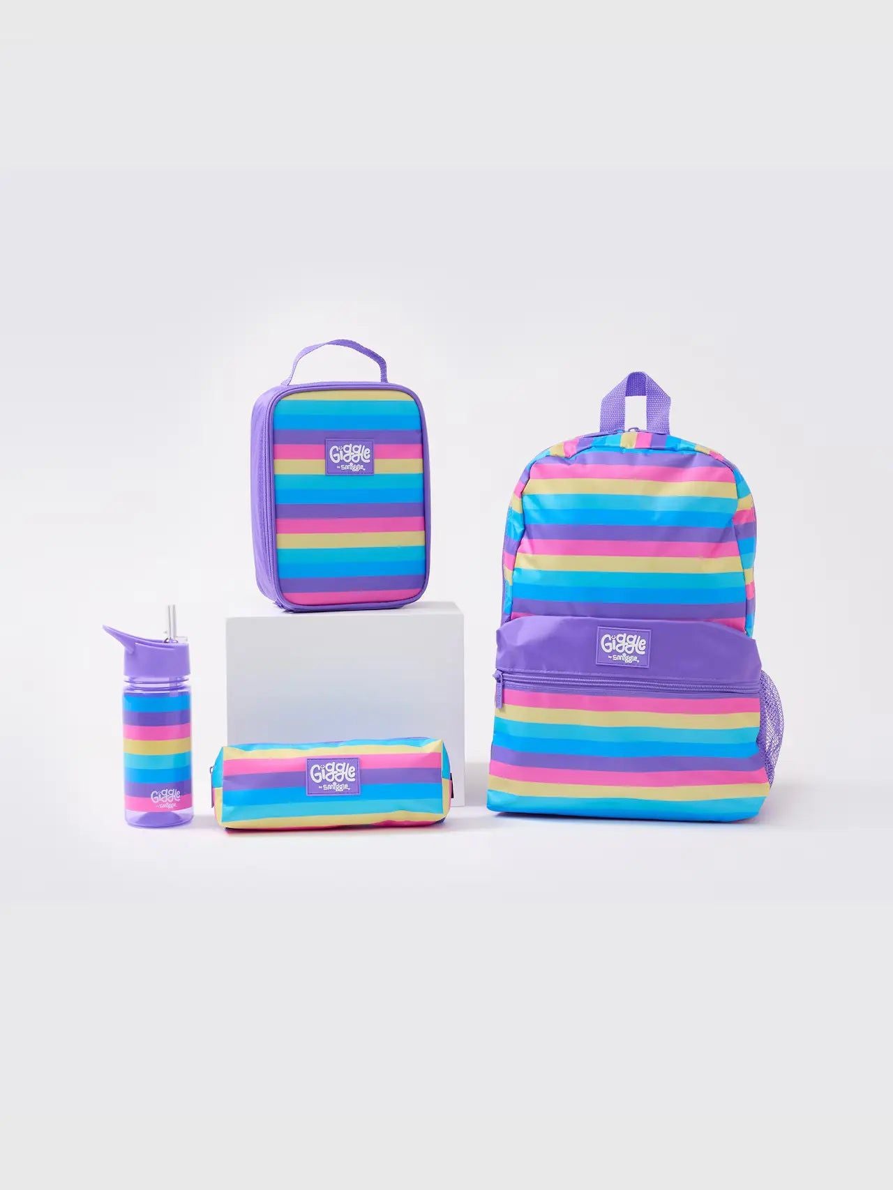 Smiggle - Giggle 4lü Gökkuşağı Okul Çanta Seti Paketi-Dinossi