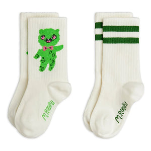 Mini Rodini - Set of 2 Aliens Organic Cotton Socks | Ecru