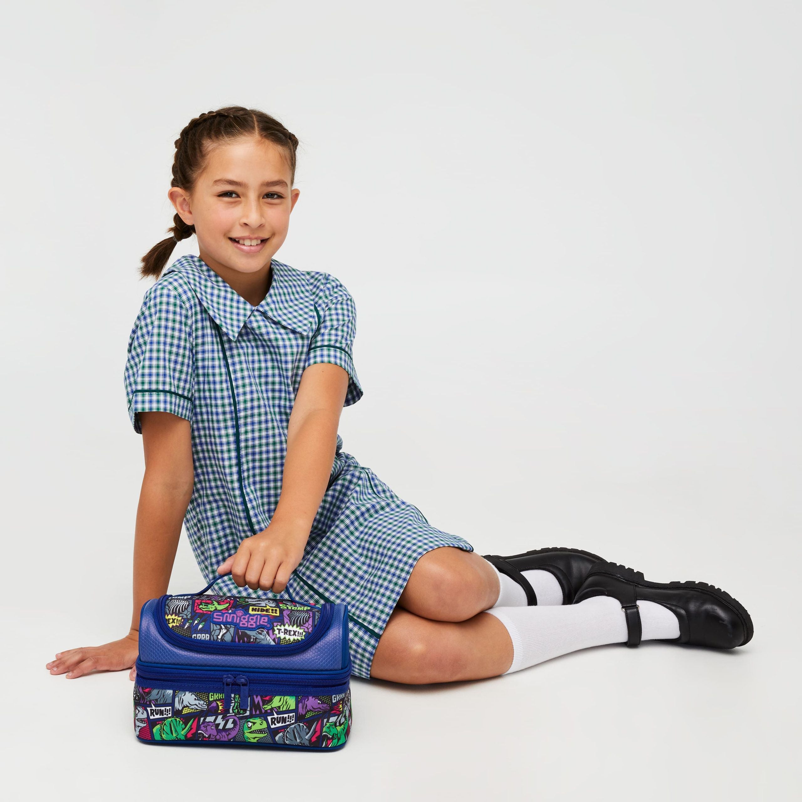 Smiggle - Bright Side Çift Katlı Beslenme Çantası-Dinossi