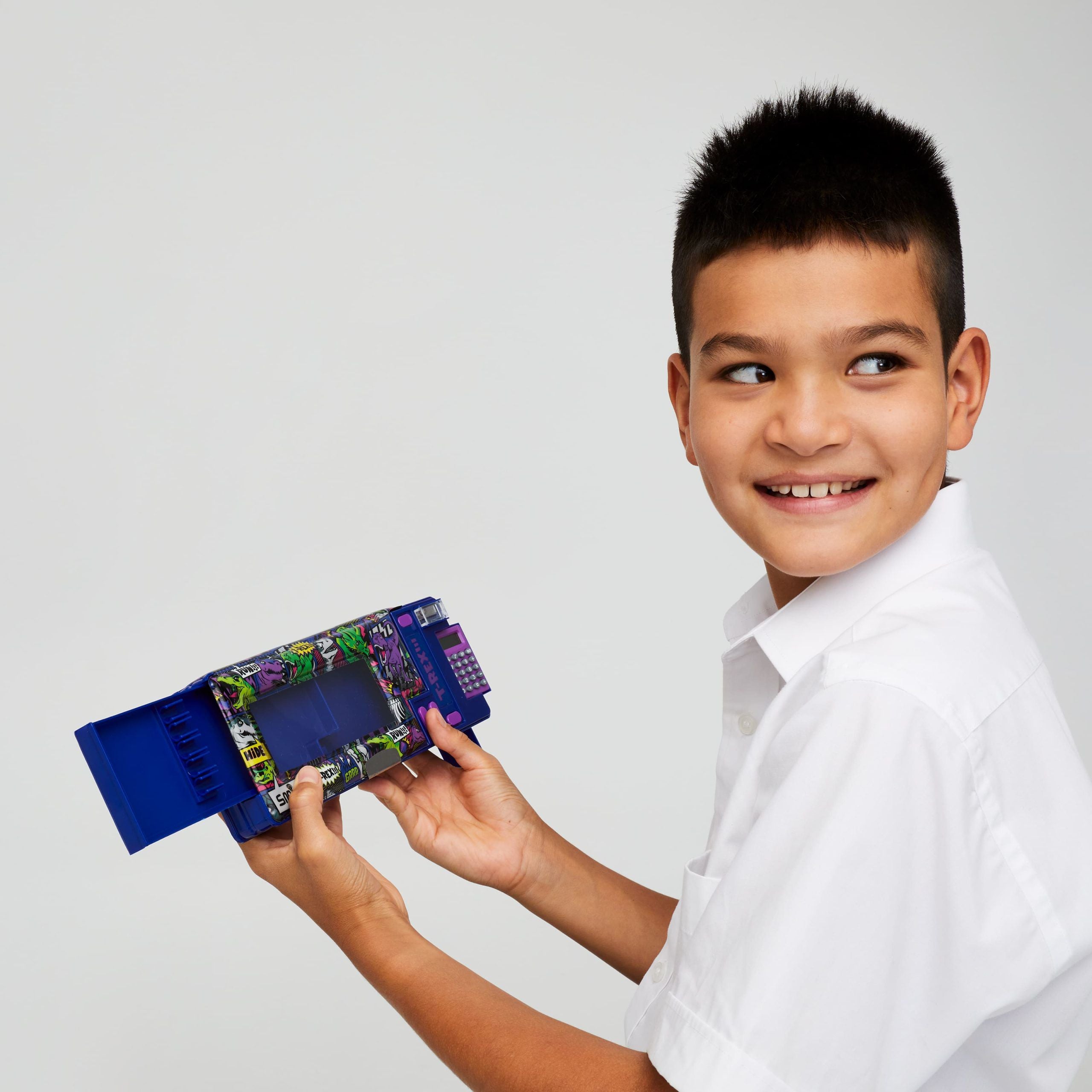 Smiggle - Bright Side Hesap Makineli Otomatik Kalem Kutusu-Dinossi