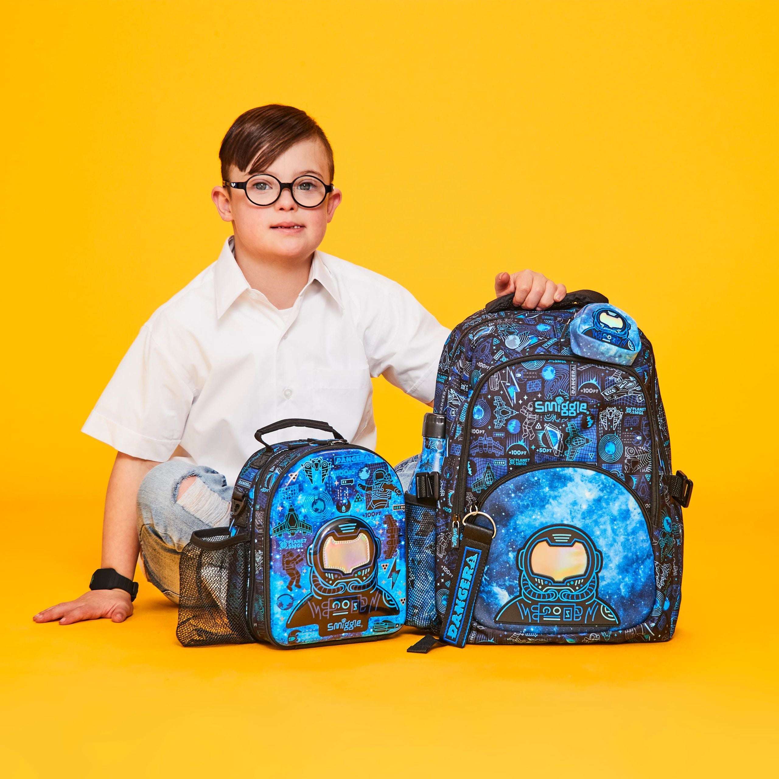 Smiggle - Bright Side Askılı Çift Katlı Beslenme Çantası-Dinossi