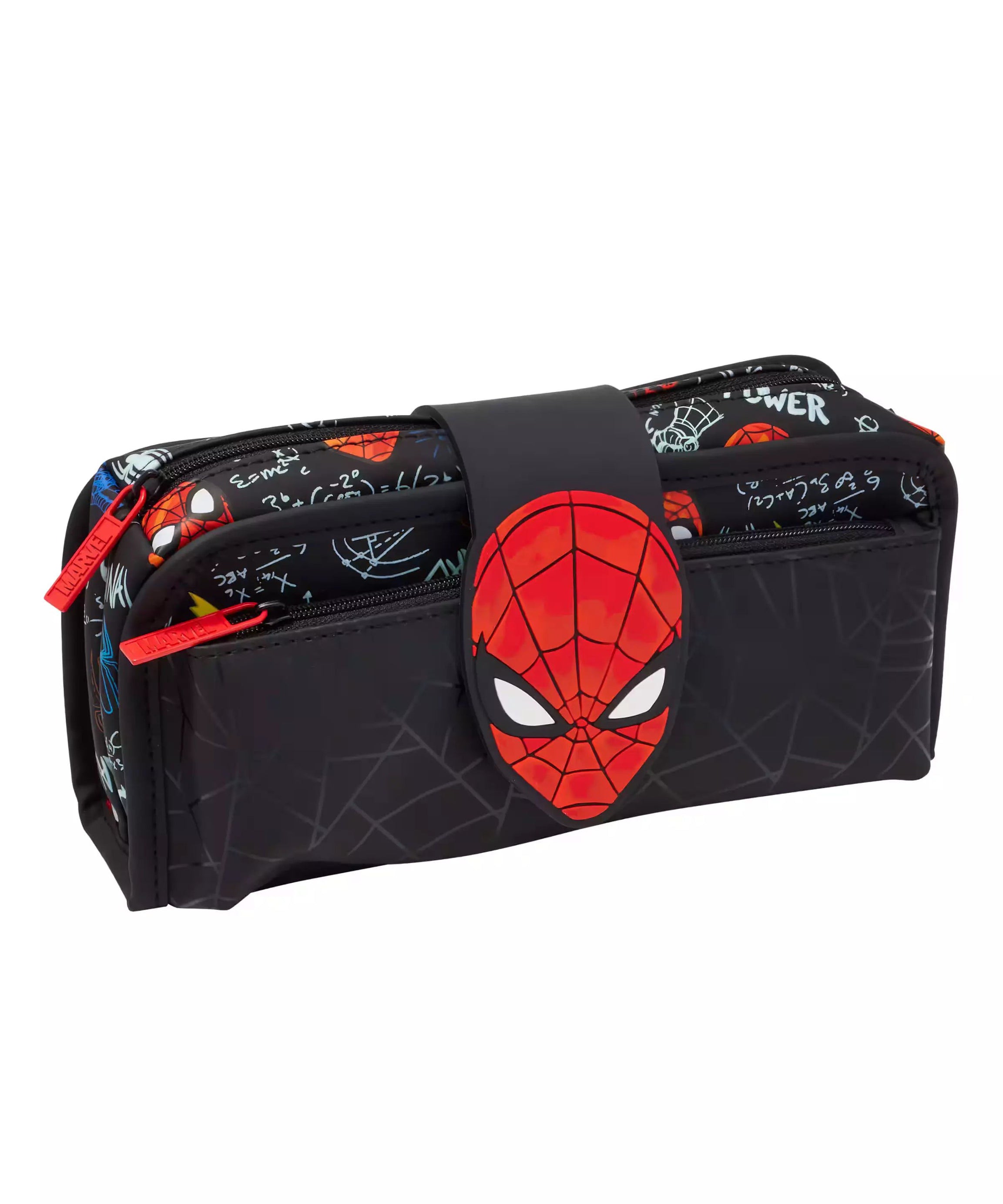Smiggle - Marvel Spiderman Çift Gözlü Kalem Kutusu-Dinossi