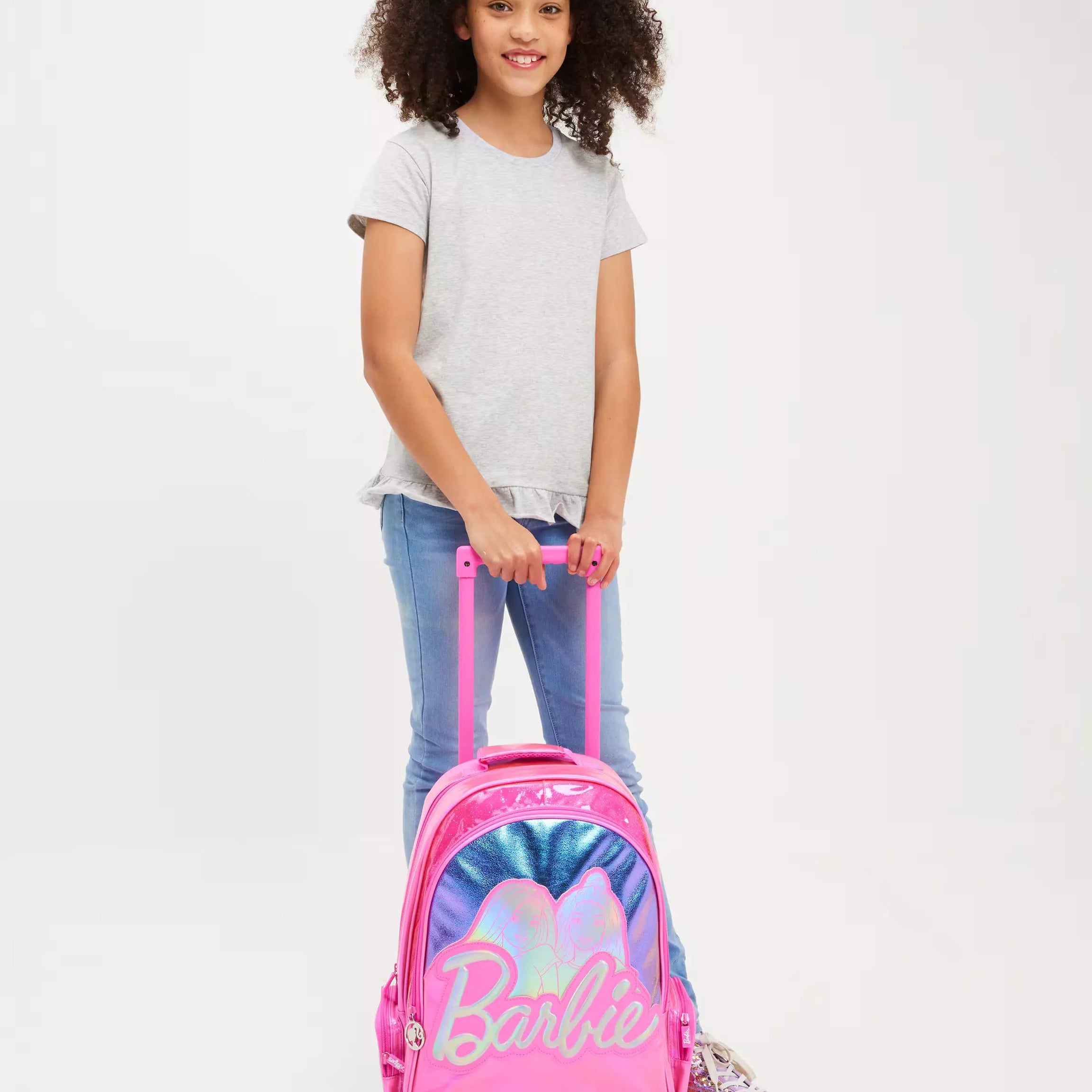 Smiggle - Barbie Çekçekli Işıklı Tekerlekli Çanta-Dinossi