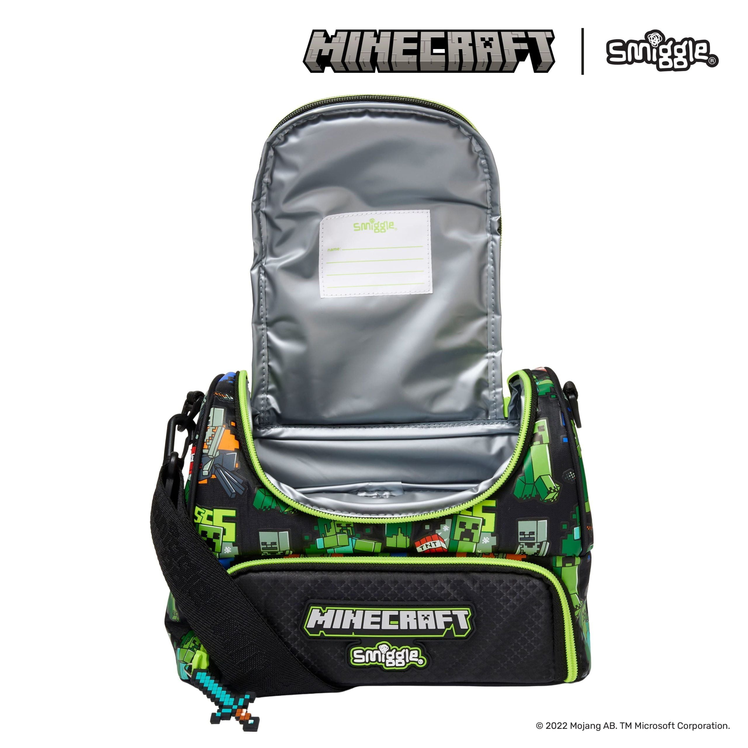 Smiggle - Minecraft Çift Katlı Askılı Beslenme Çantası-Dinossi
